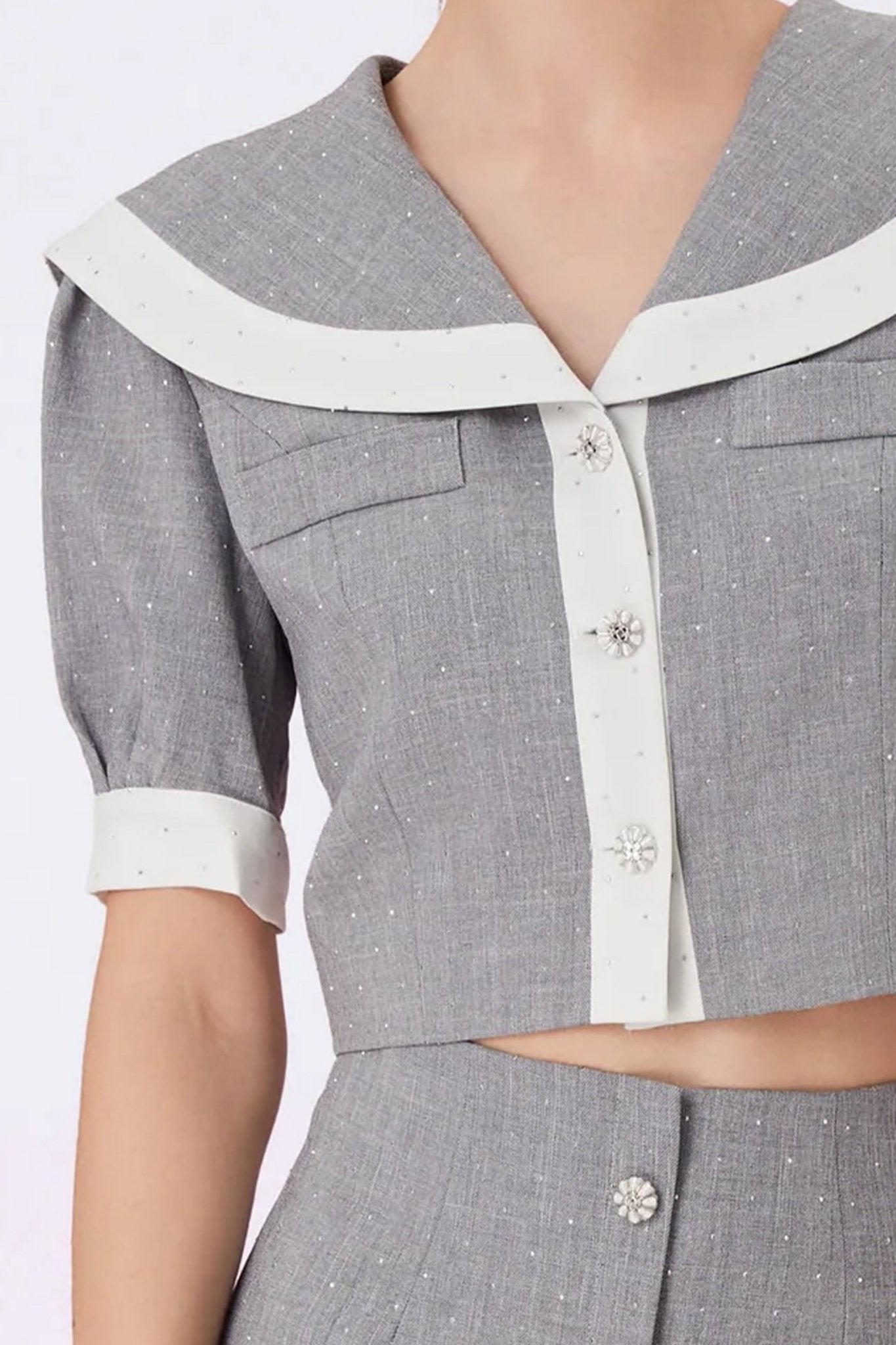 Galla Twinkle Grey Salior Collar Top - Nimisski