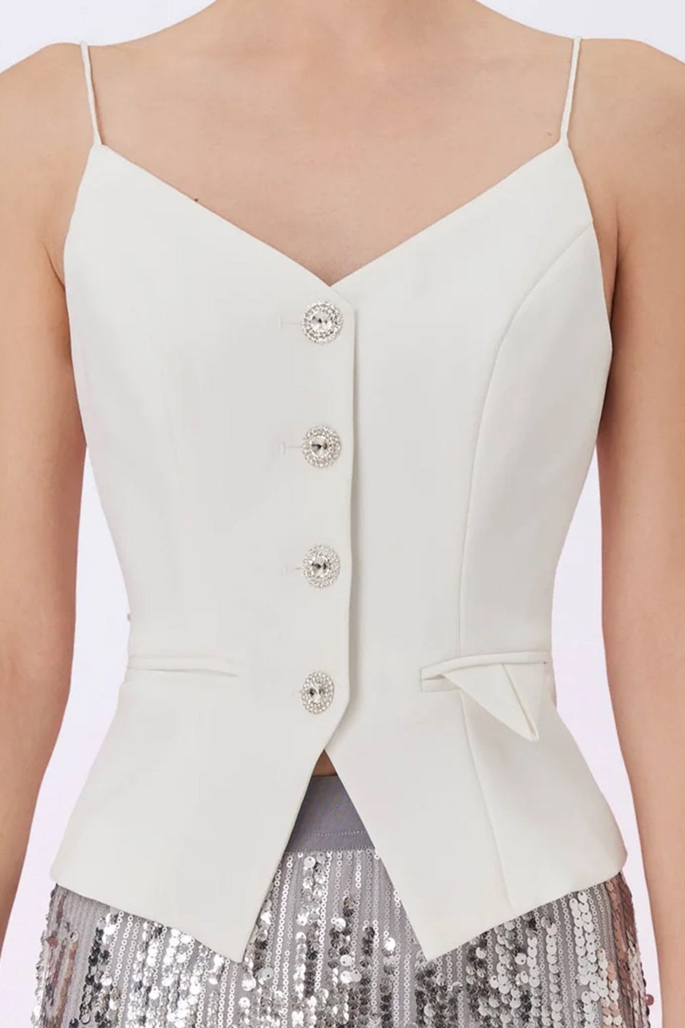 Gaila White Spaghetti Strap Top - Nimisski