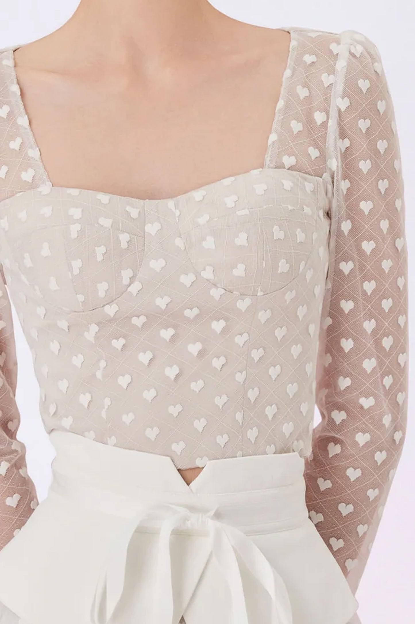Genette Cream In Heart Lace Top