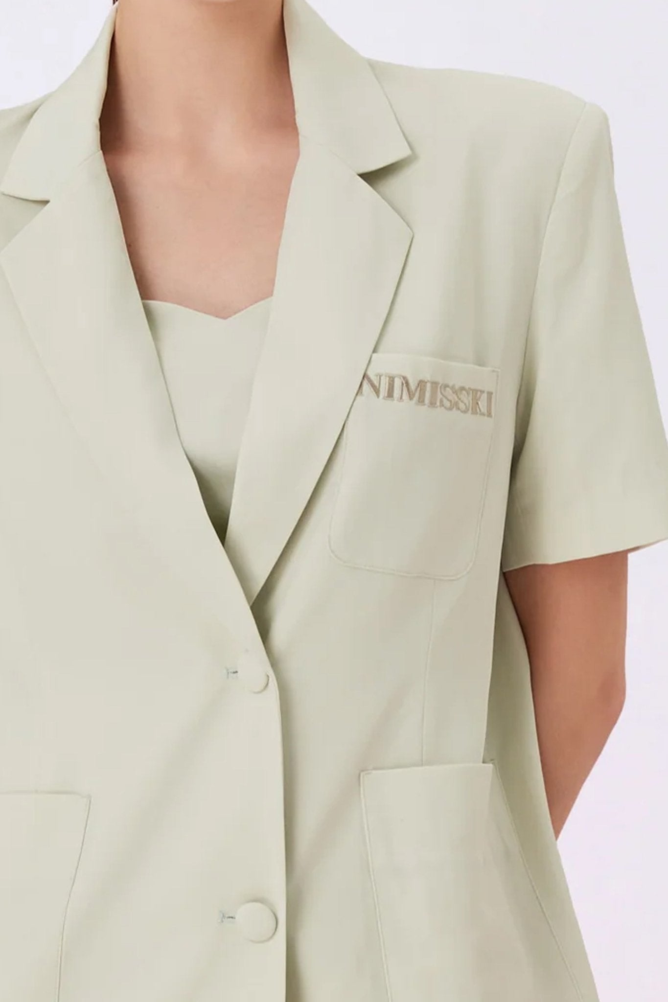 Geina Light Green Pocket Oversize Blazer - Nimisski
