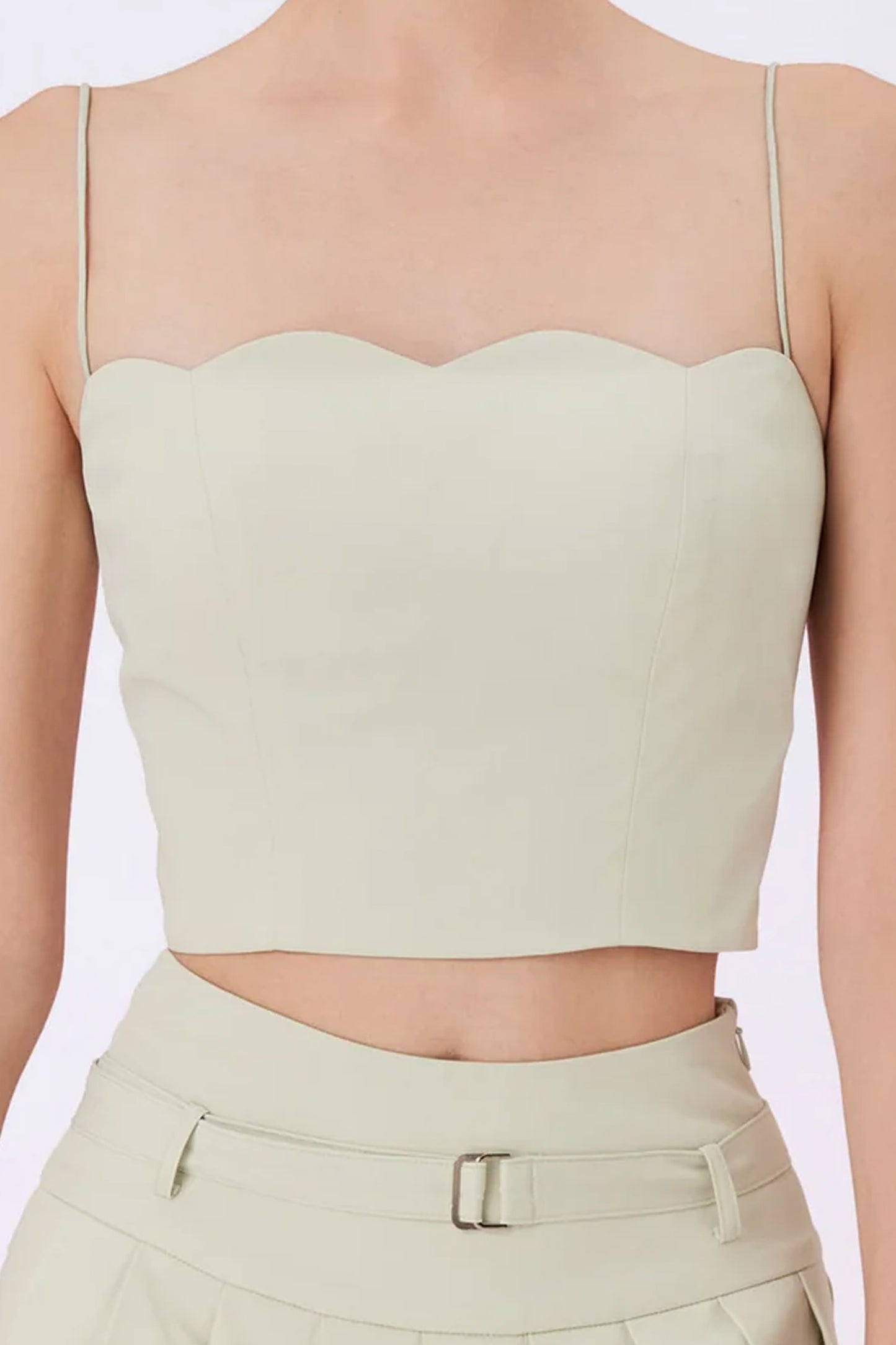 Geina Light Green Spaghetti Bustier Top