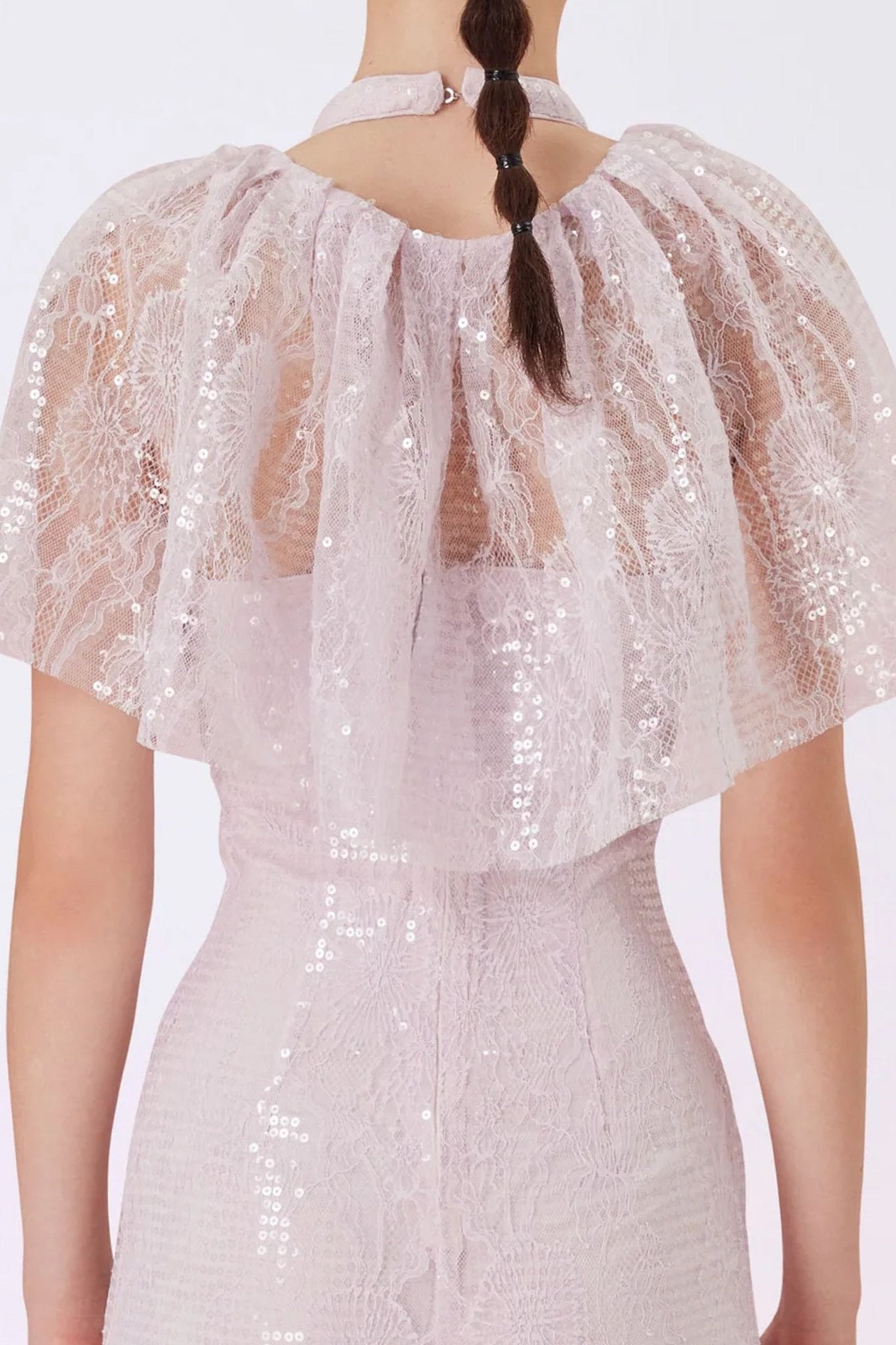 Gallia Light Plum Sequins Cape - Nimisski