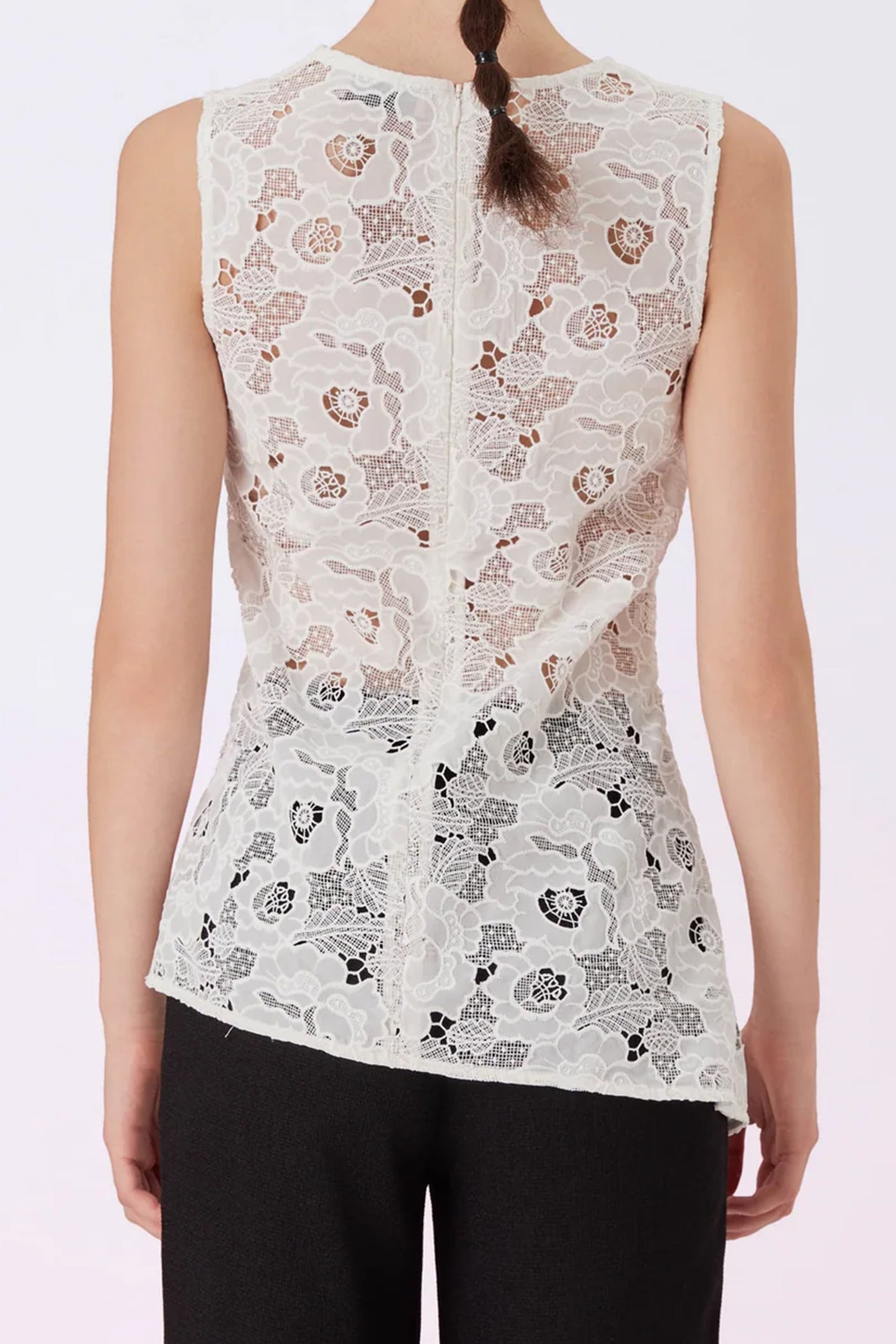Gena White Rose Lace Sleeveless Top