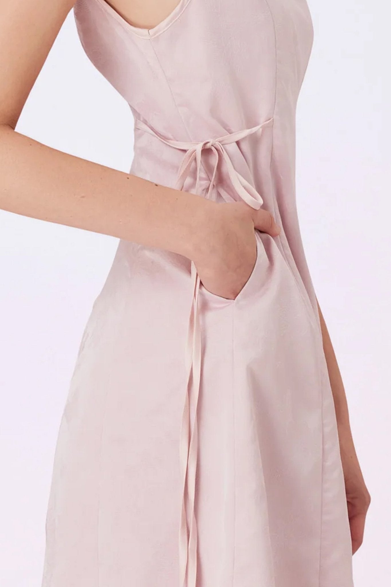Gahl Pink Jacquard Cheongsam Dress - Nimisski