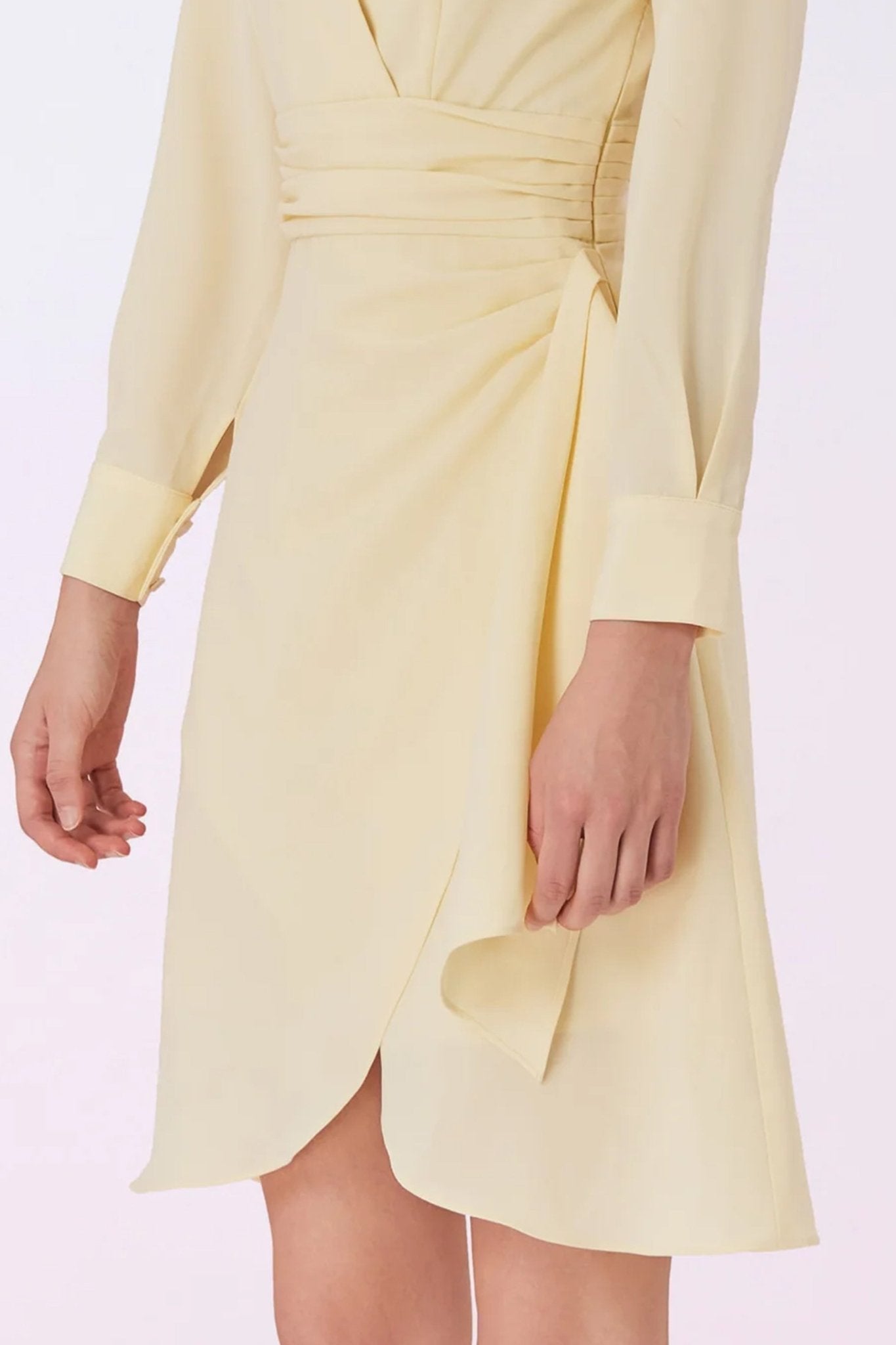 Gambhira Yellow Wrap Long Sleeve Dress - Nimisski