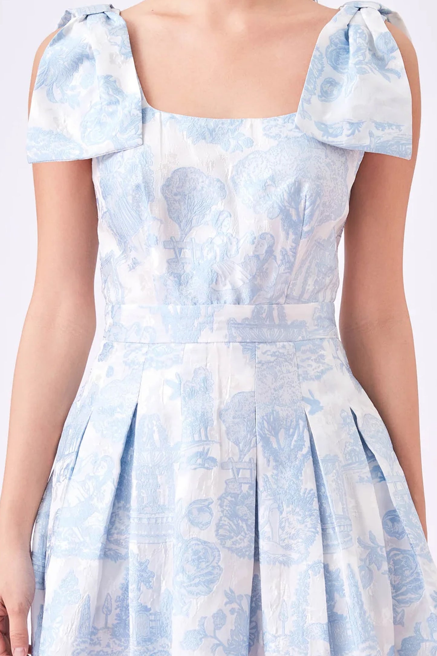 Gwenn Light Blue Print U-Neck Dress