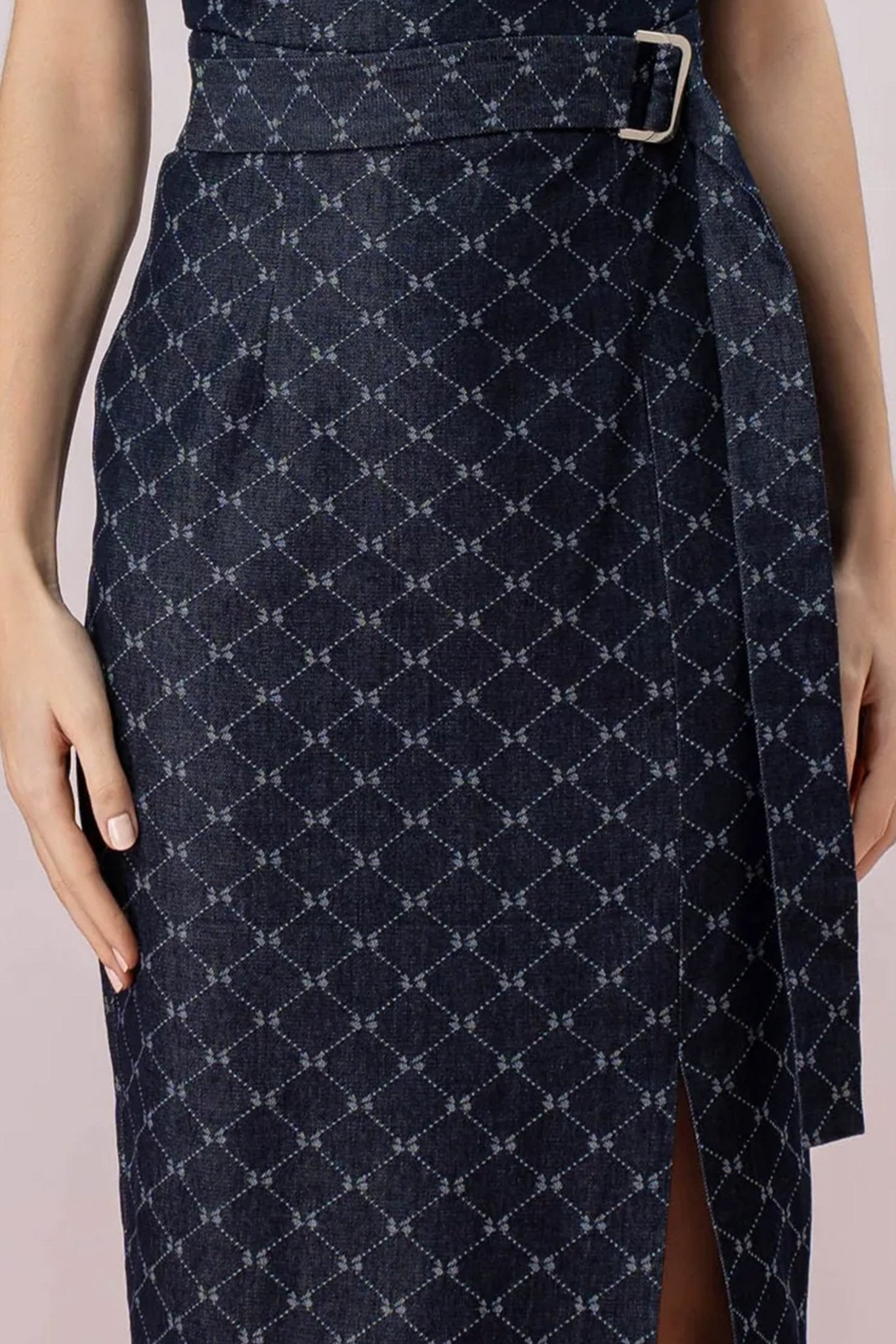 Jacalyn Dark Blue Denim Pencil Skirt - Nimisski