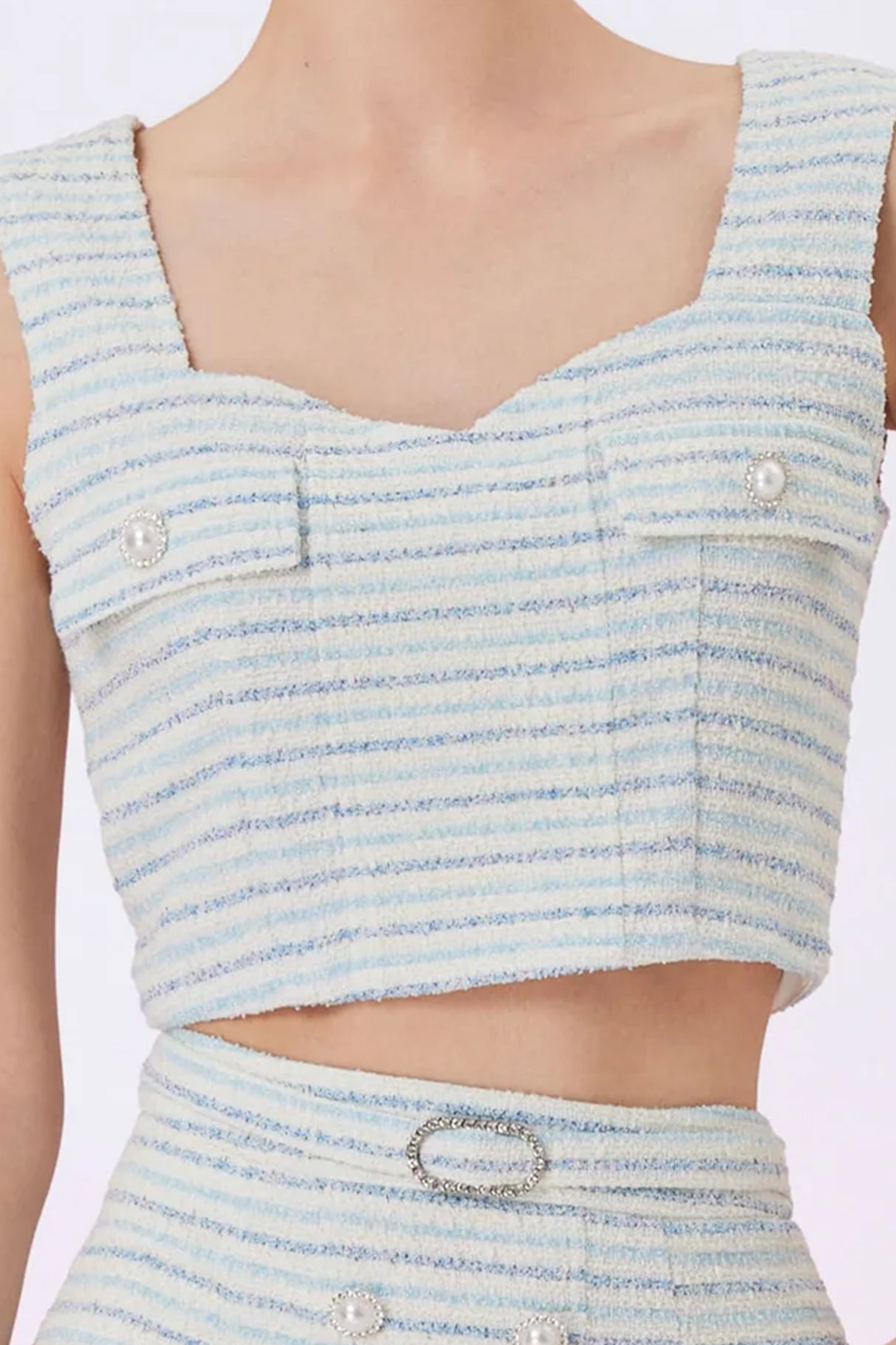 Ginevra Light Blue Tweed Top