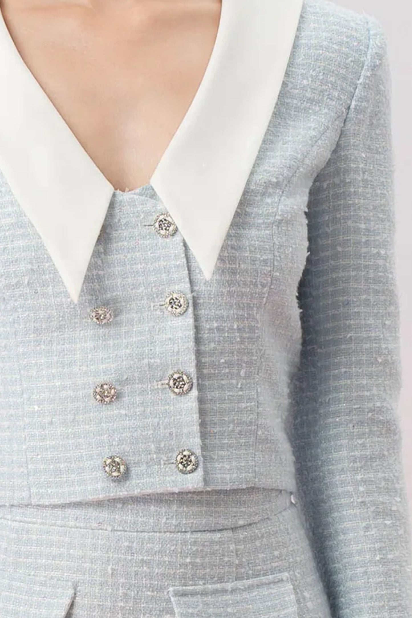 Gayline Blue Tweed Long Sleeve Top