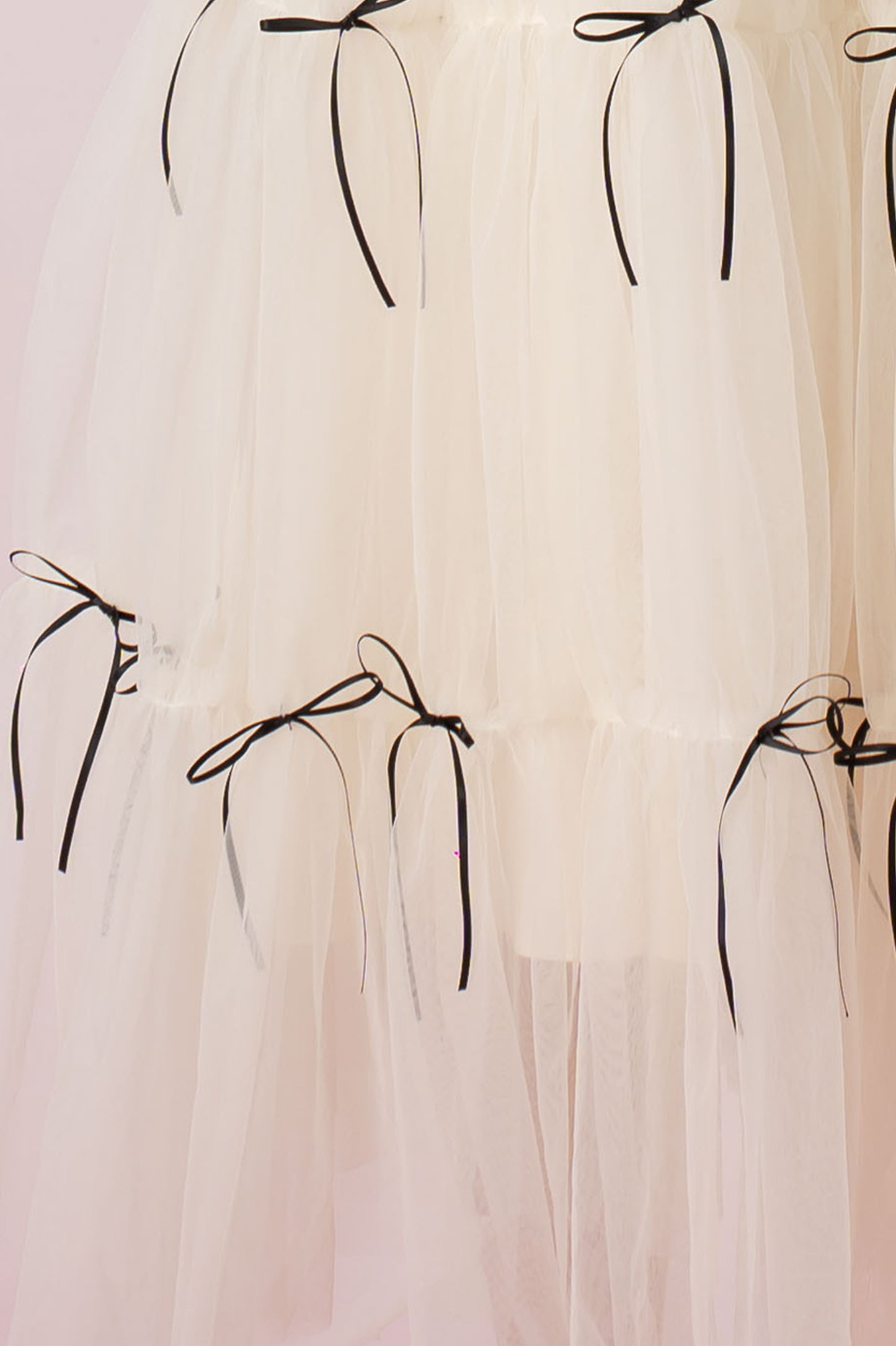 Huguette Cream Mesh With Ribbon Skirt