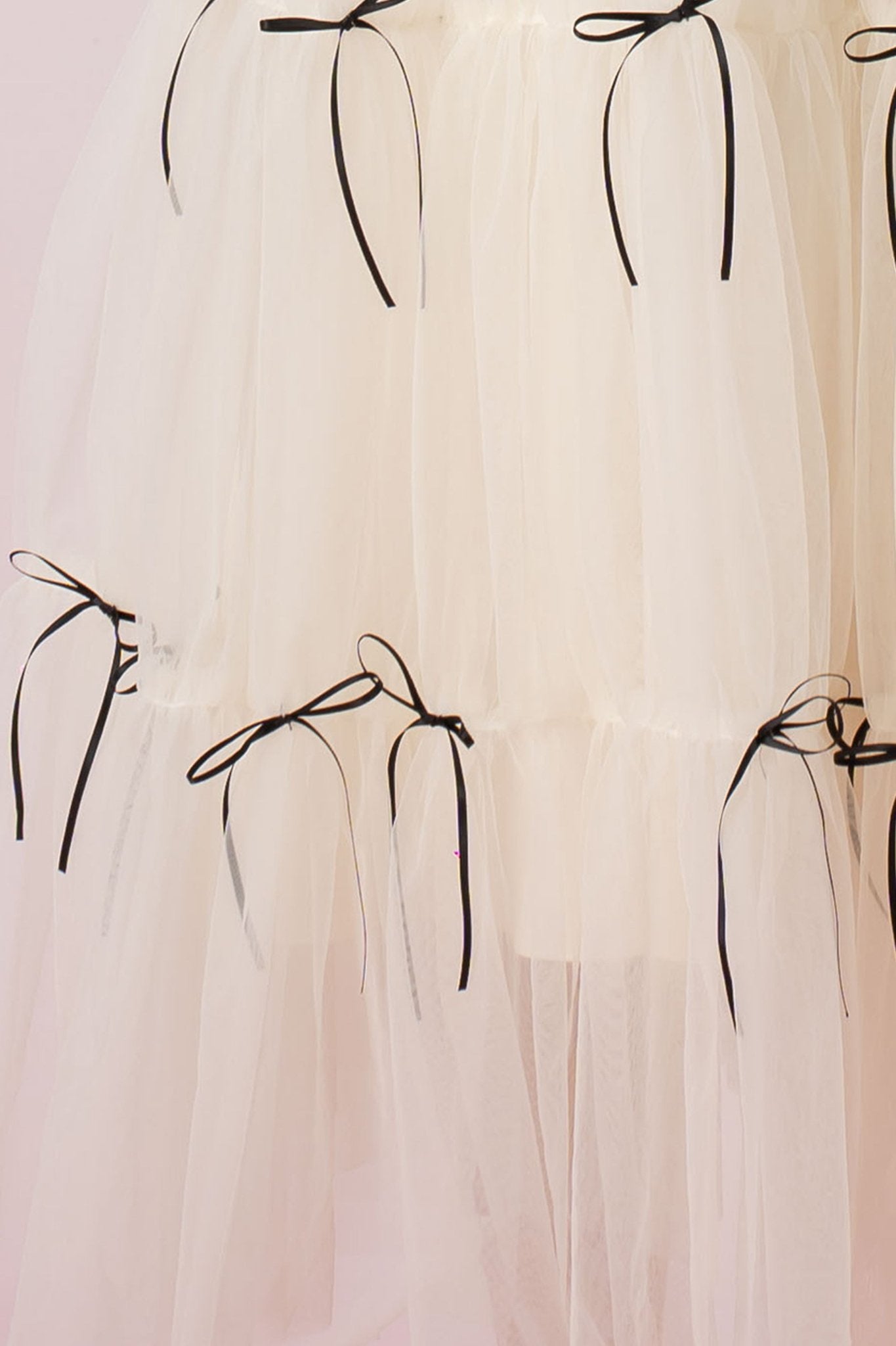 Huguette Cream Mesh With Ribbon Skirt - Nimisski