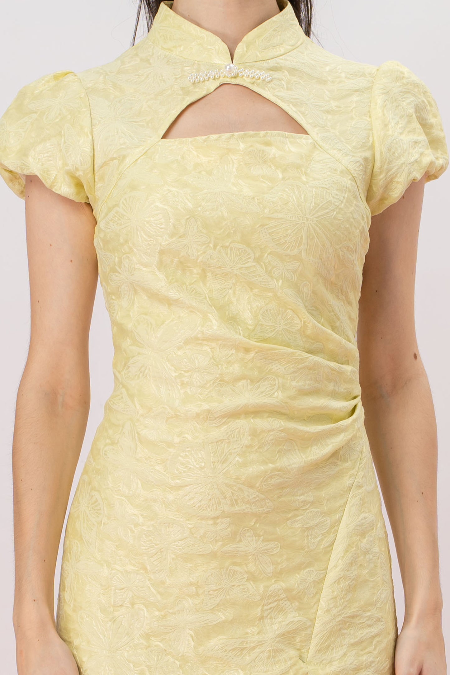 Jolietta Yellow Butterfly Cheongsam Dress