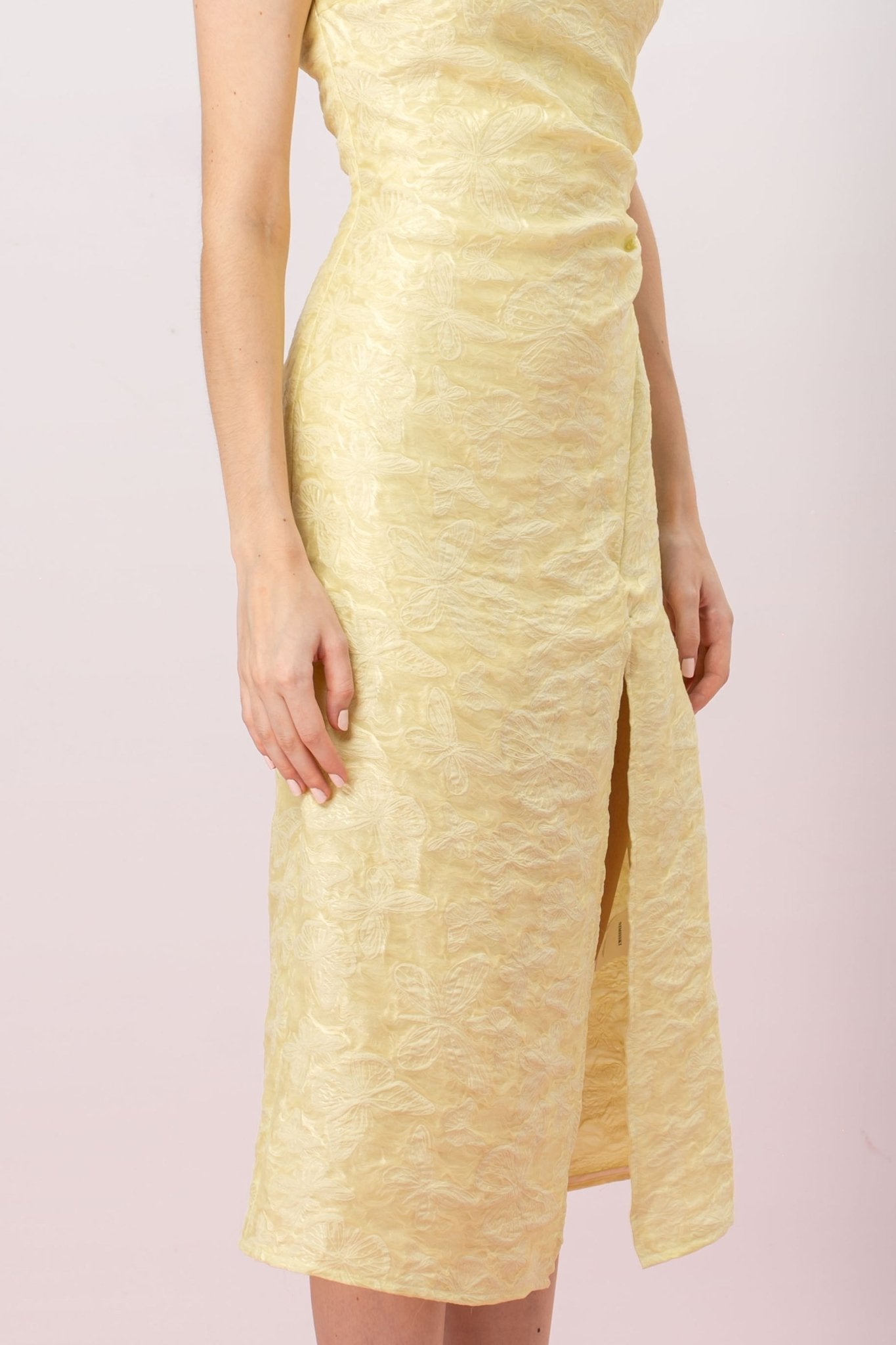 Jolietta Yellow Butterfly Cheongsam Dress - Nimisski
