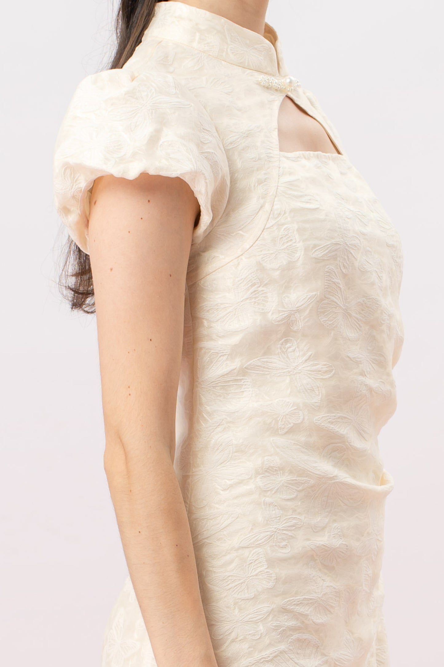 Jolietta Cream Butterfly Cheongsam Dress