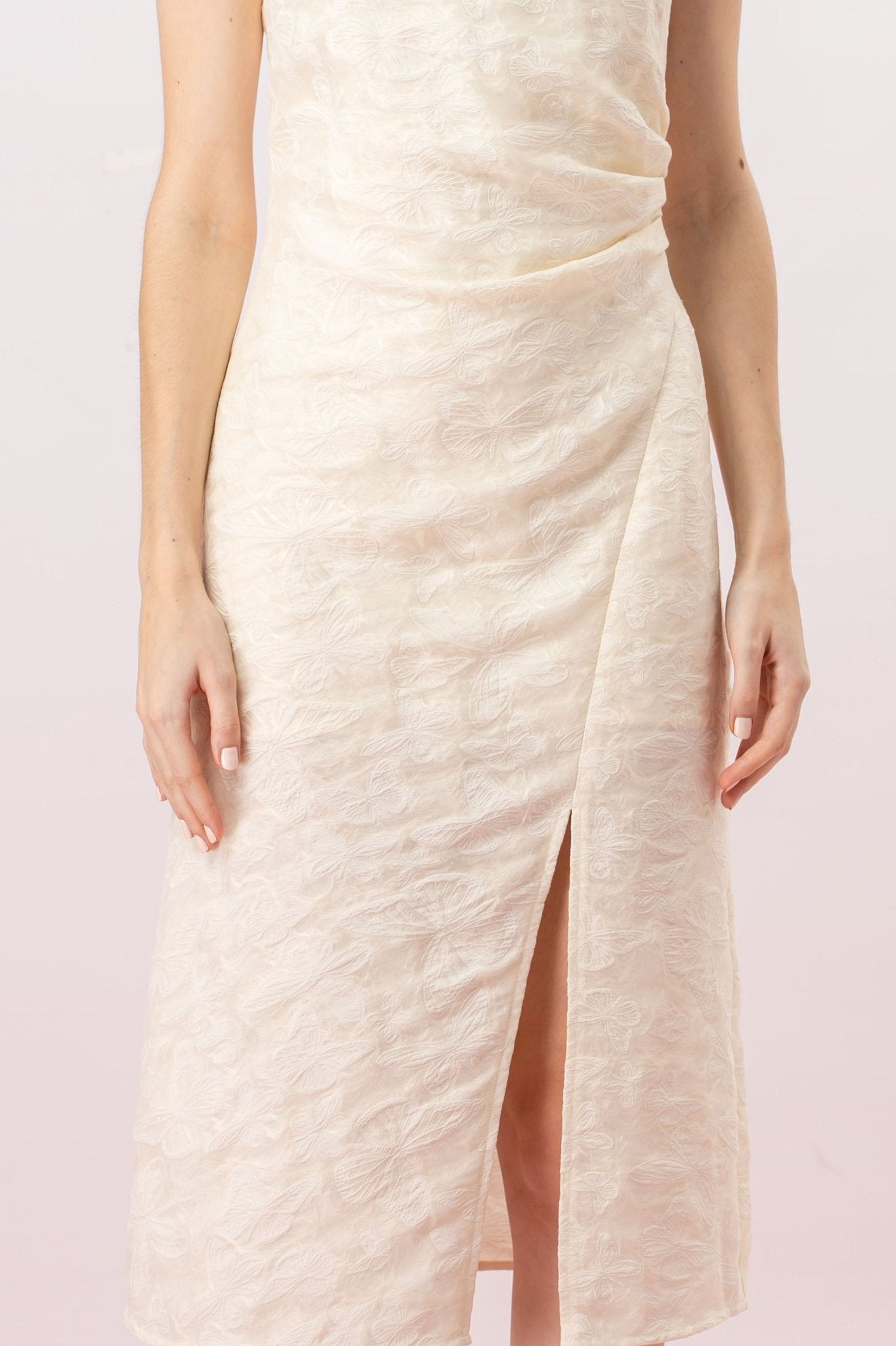 Jolietta Cream Butterfly Cheongsam Dress - Nimisski