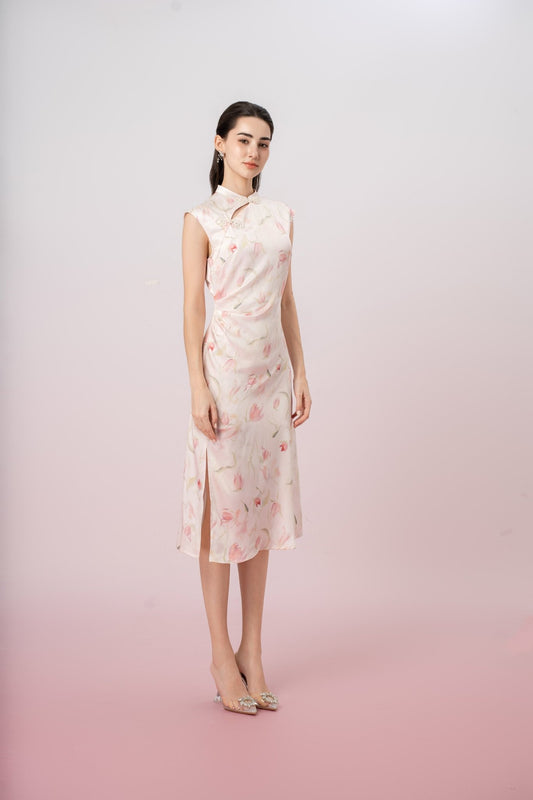Jaquelin Floral Print Cheongsam Dress - Nimisski