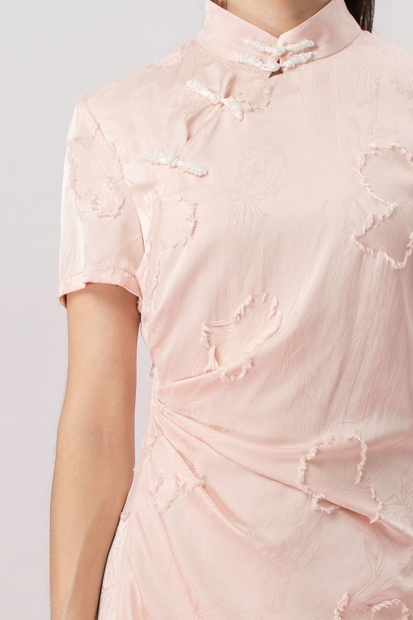 Jacqui Light Pink Gather Cheongsam Dress