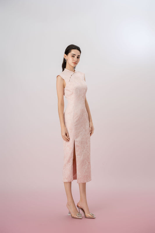 Jacolyn Pink Rose Cheongsam Dress - Nimisski