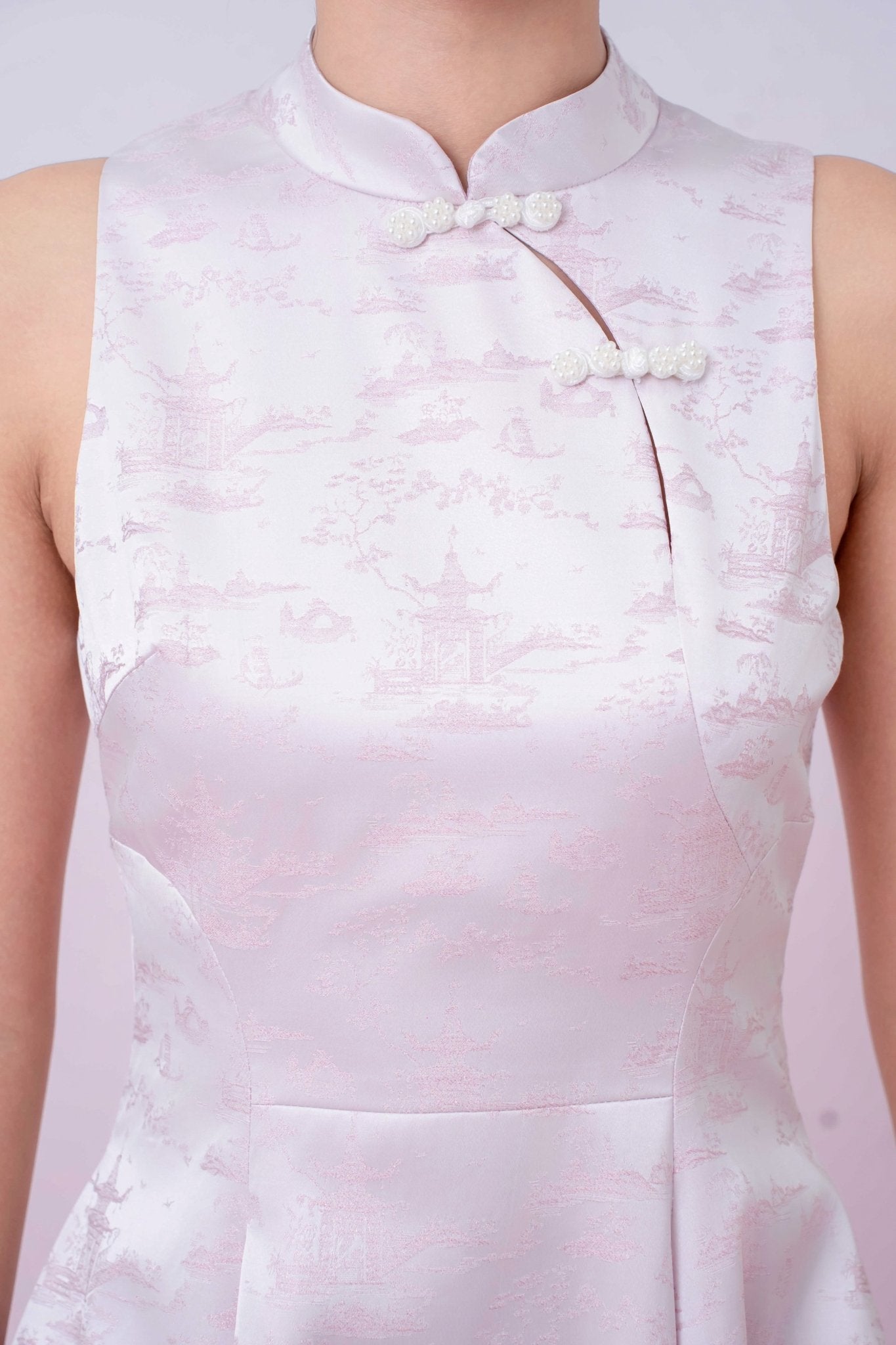 Joliette Pink Modern A - Line Cheongsam Dress - Nimisski