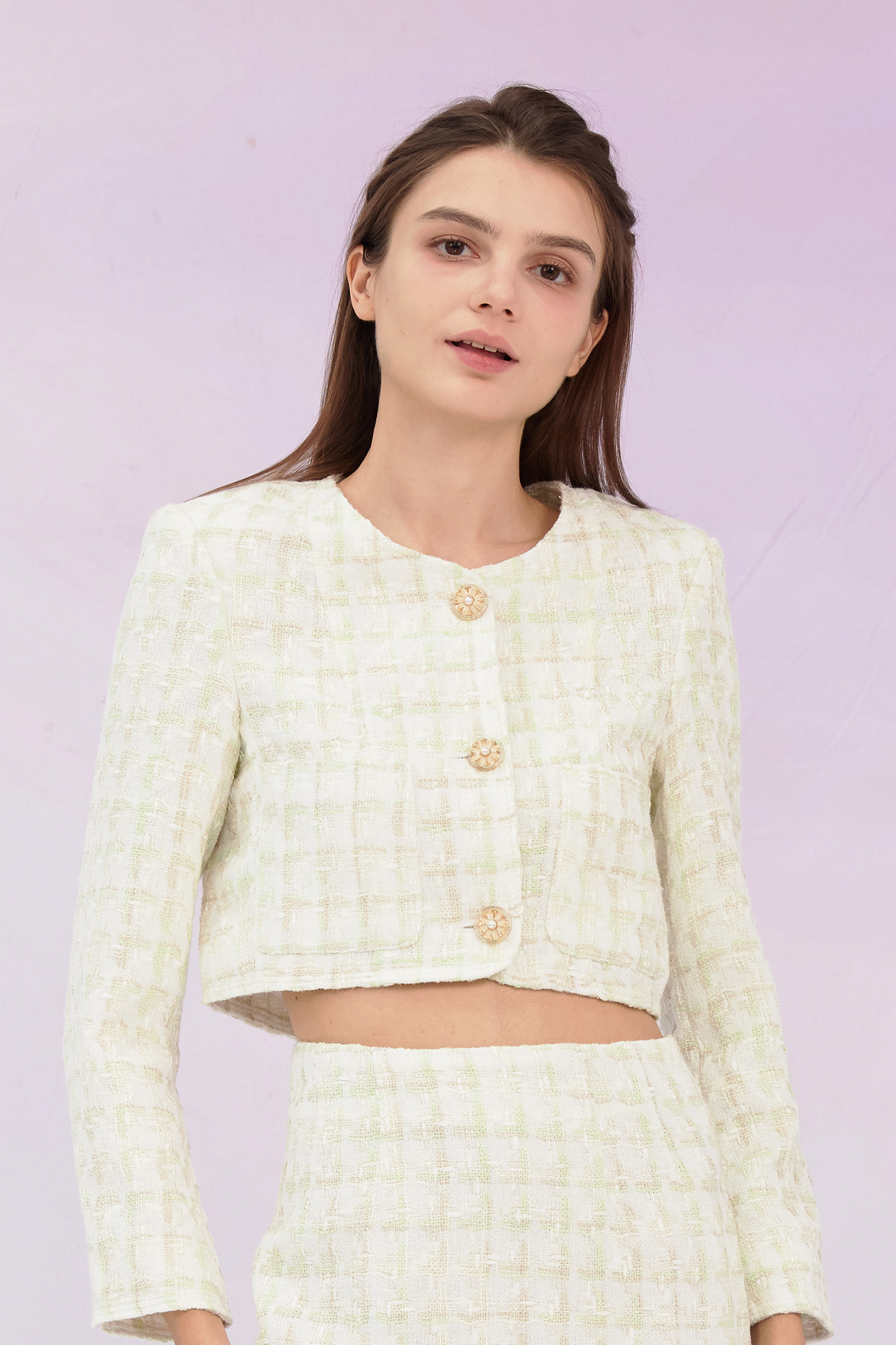 Gracielle Mint White Tweed Jacket