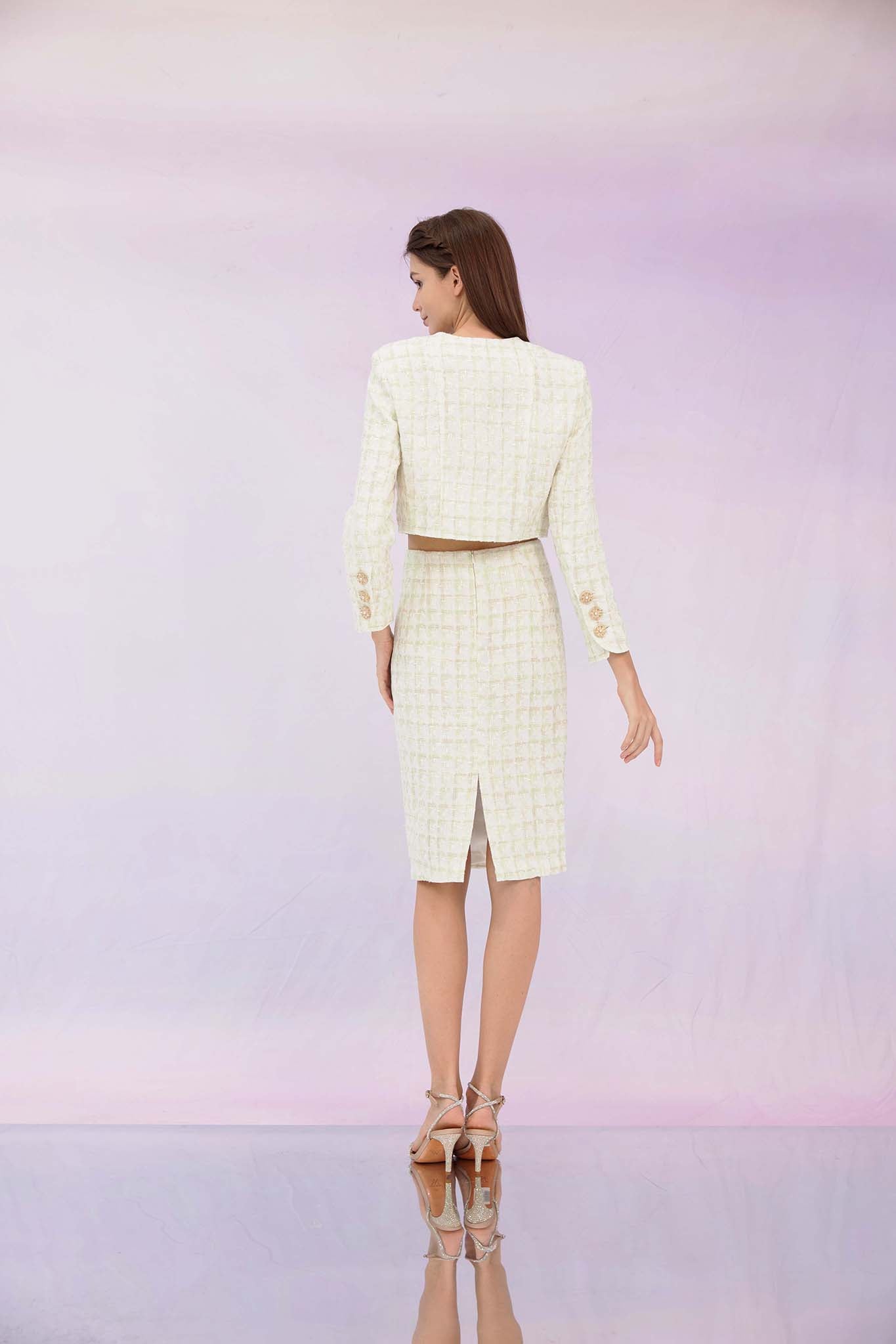 Gracielle Mint White Tweed Jacket