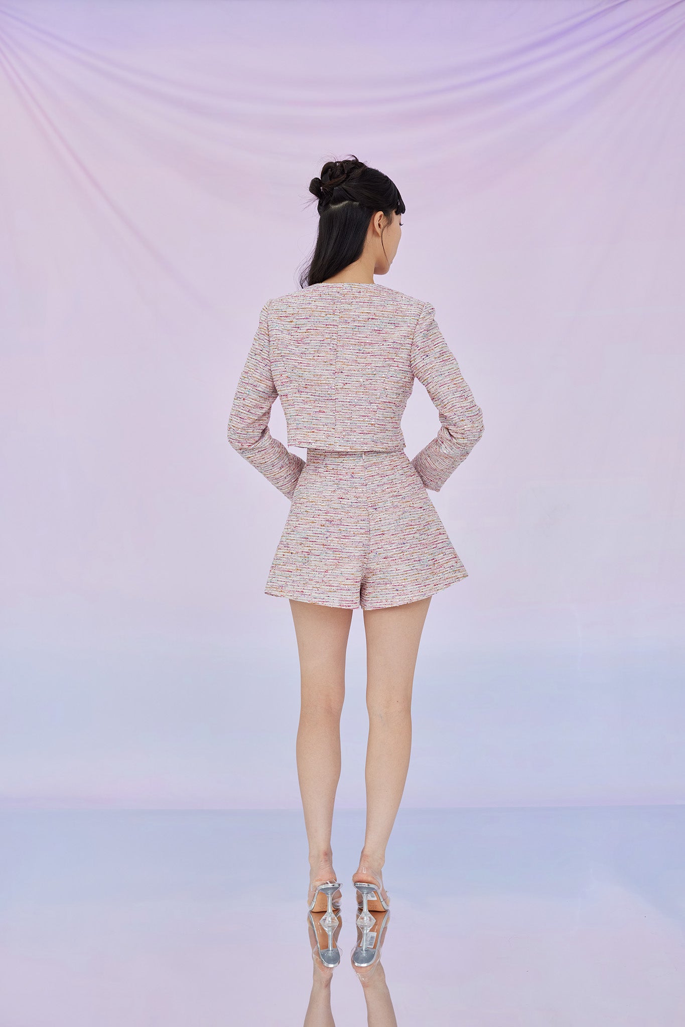 Gillianna Pink Tweed A Line Shorts