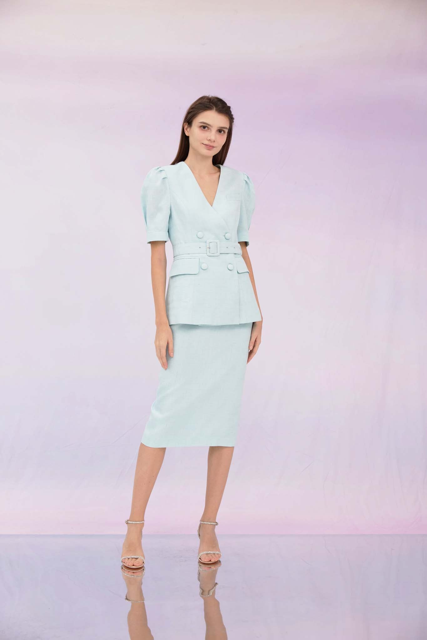 Gladis Mint Tweed Skirt
