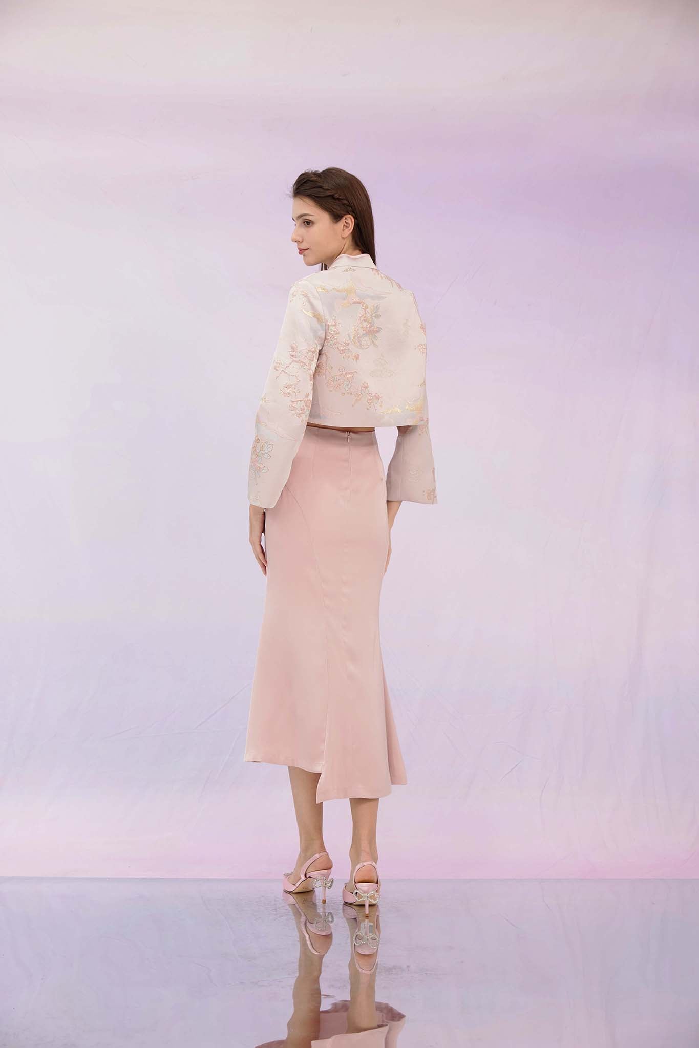 Ginelle Pink Mandarin Collar Jacket