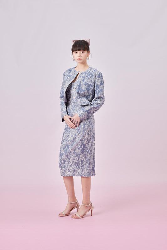 Gabrila Blue Denim Print Pencil Skirts - Nimisski