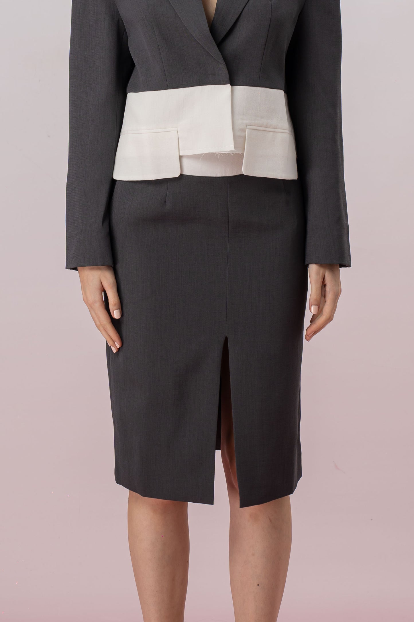 Ivonna Dark Grey Straight Skirt