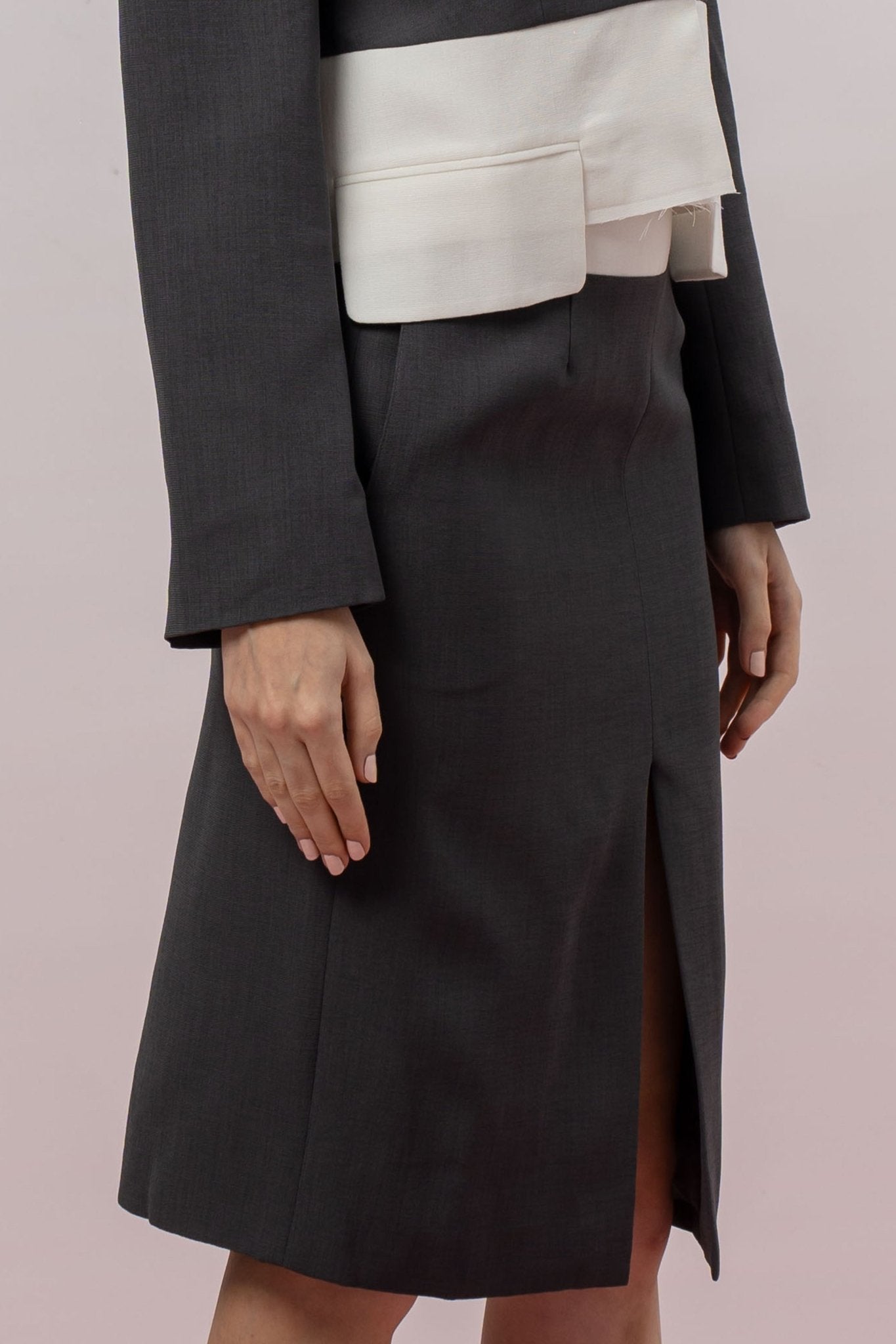 Ivonna Dark Grey Straight Skirt - Nimisski