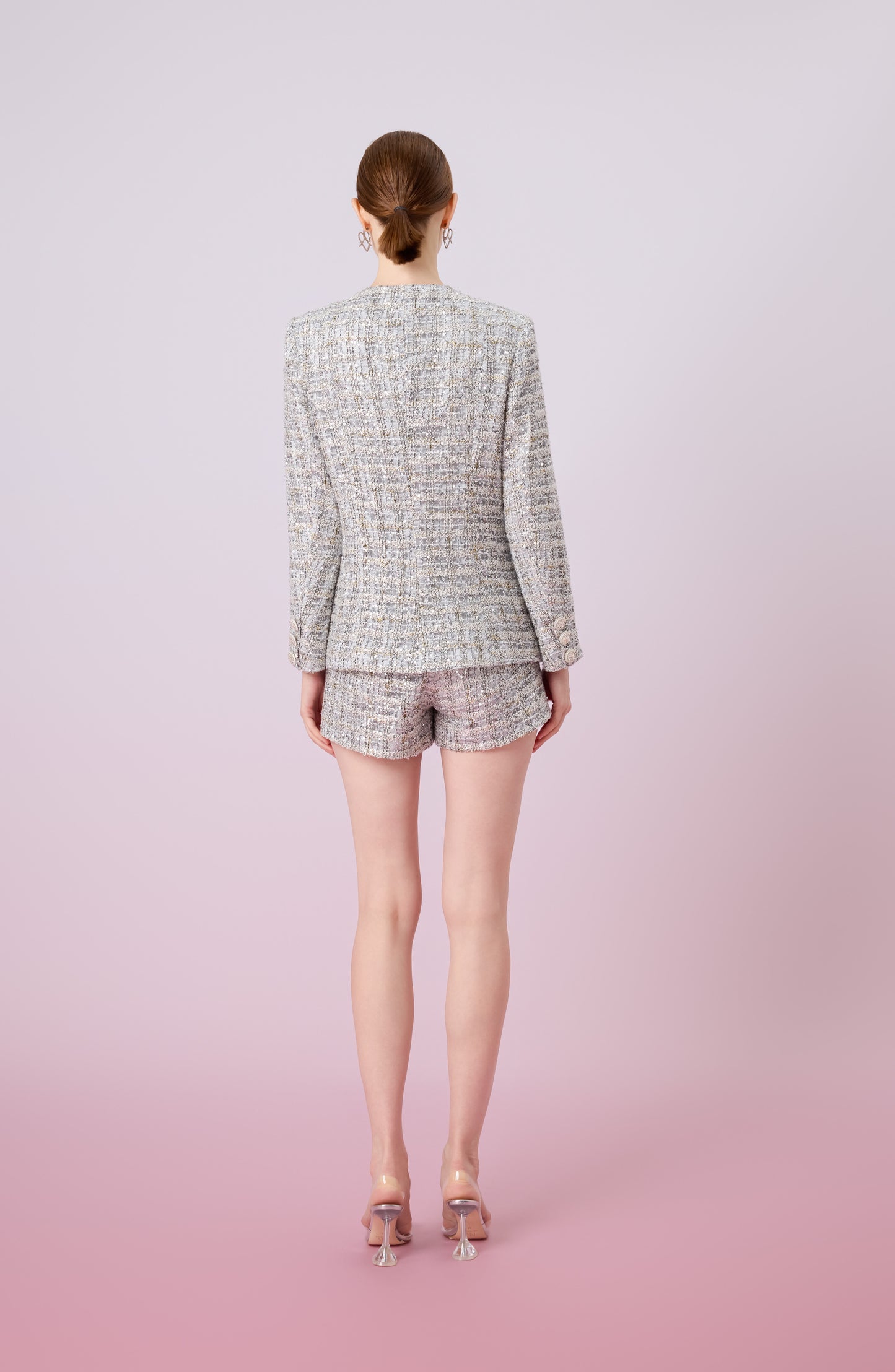 Jennavieve Silver Sequin Shorts