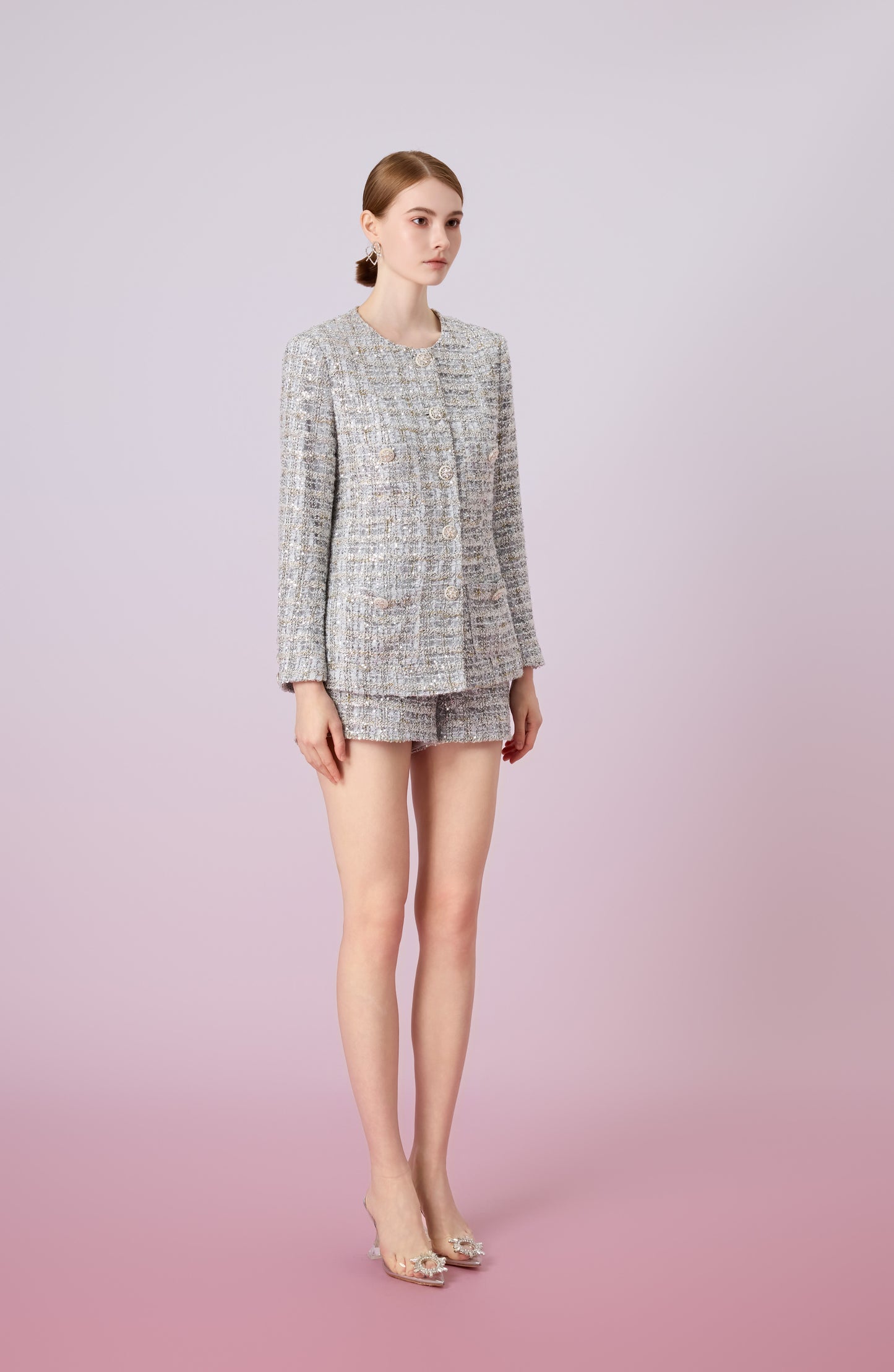 Jennavieve Silver Sequin Shorts