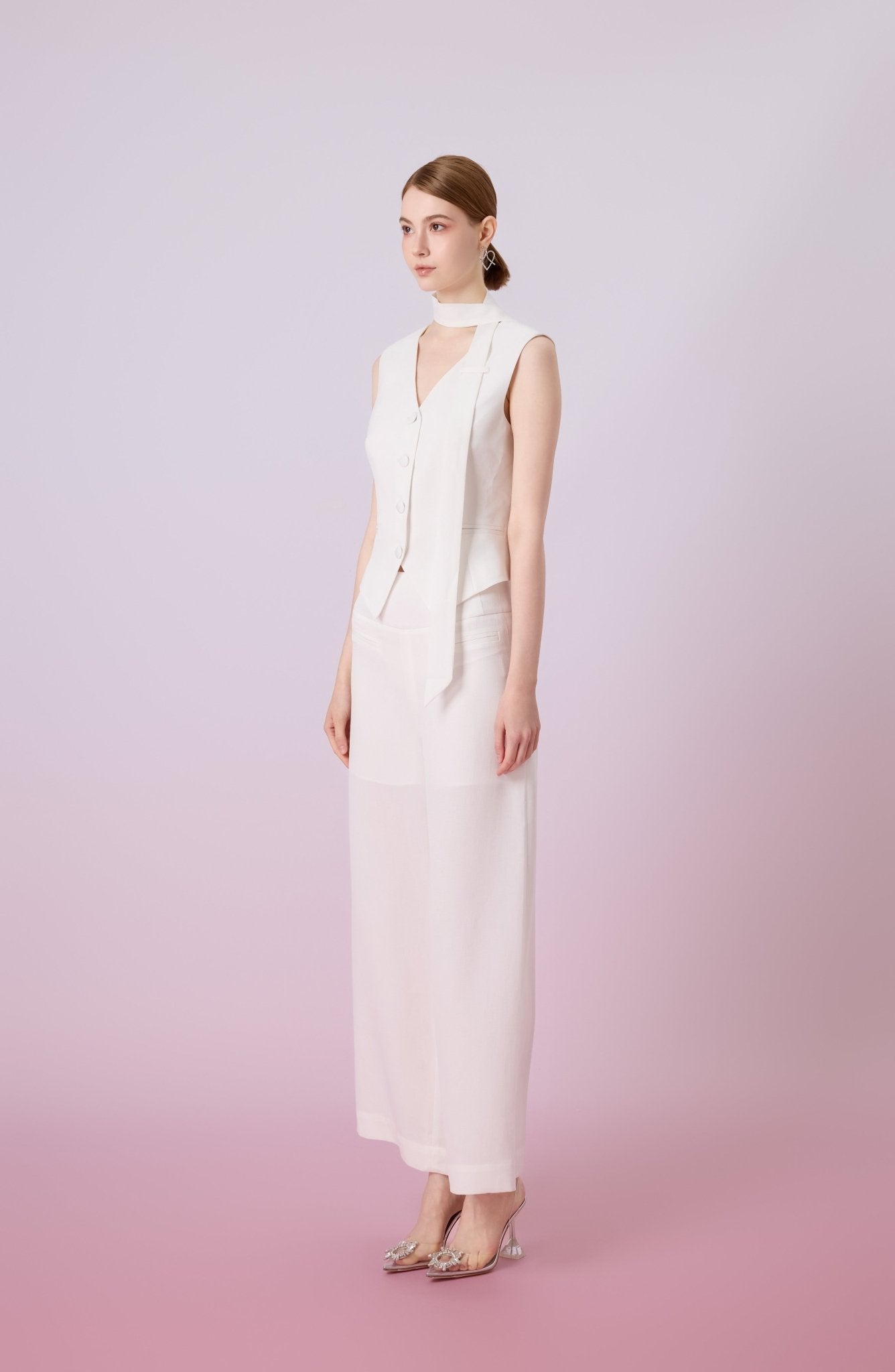 Janevra White High Waist Wide Pants - Nimisski