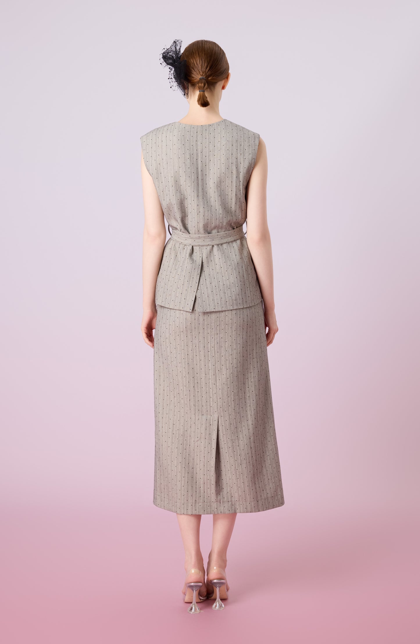 Jeanne Grey Straight Long Skirt