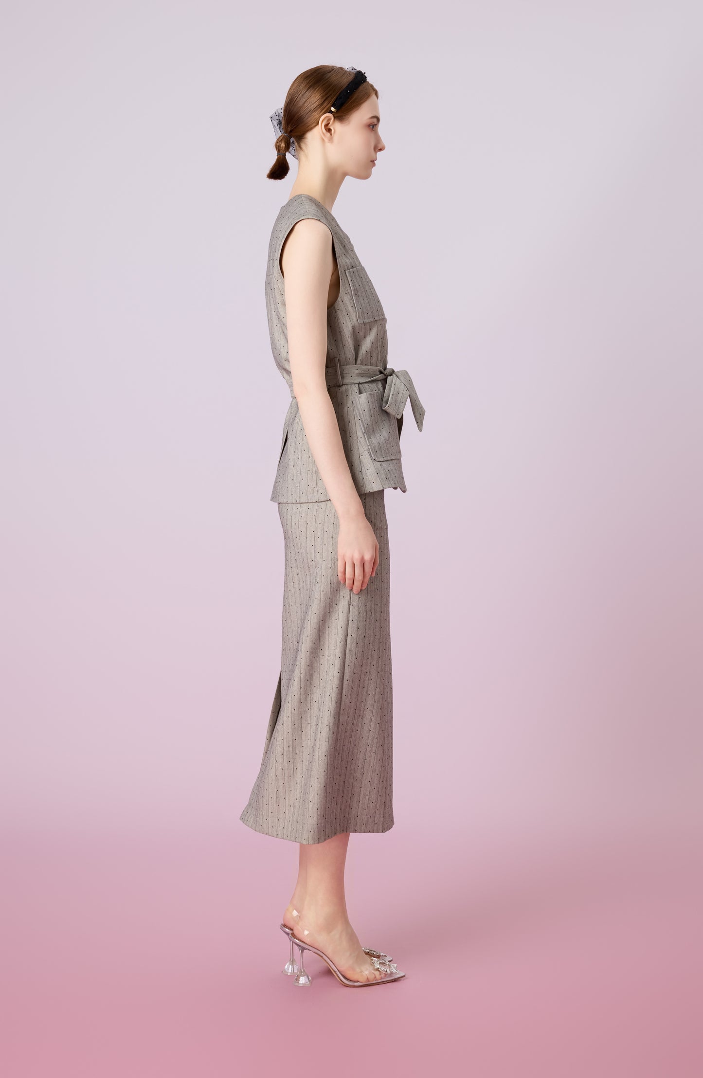 Jeanne Grey Straight Long Skirt