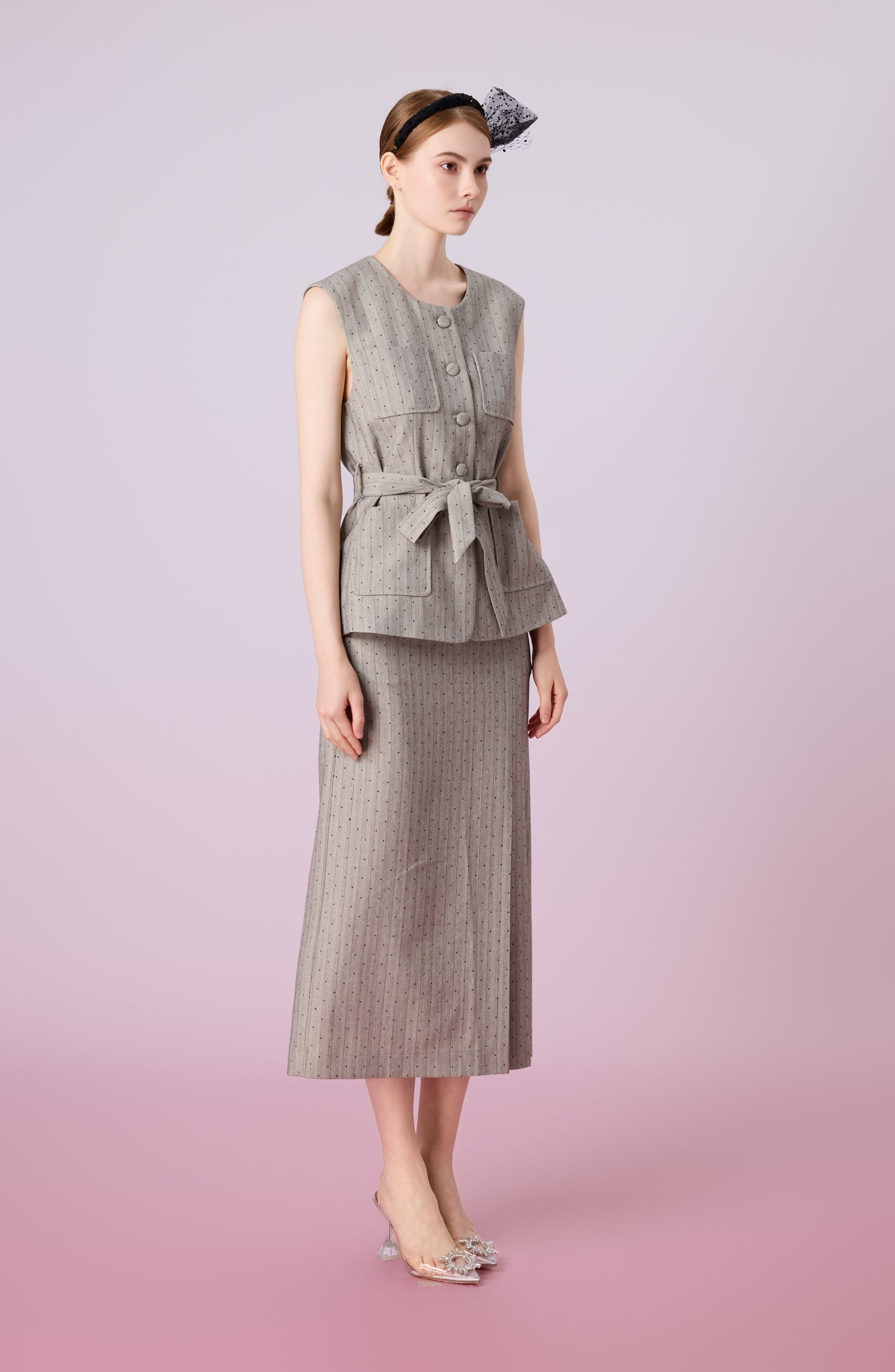 Jeanne Grey Straight Long Skirt