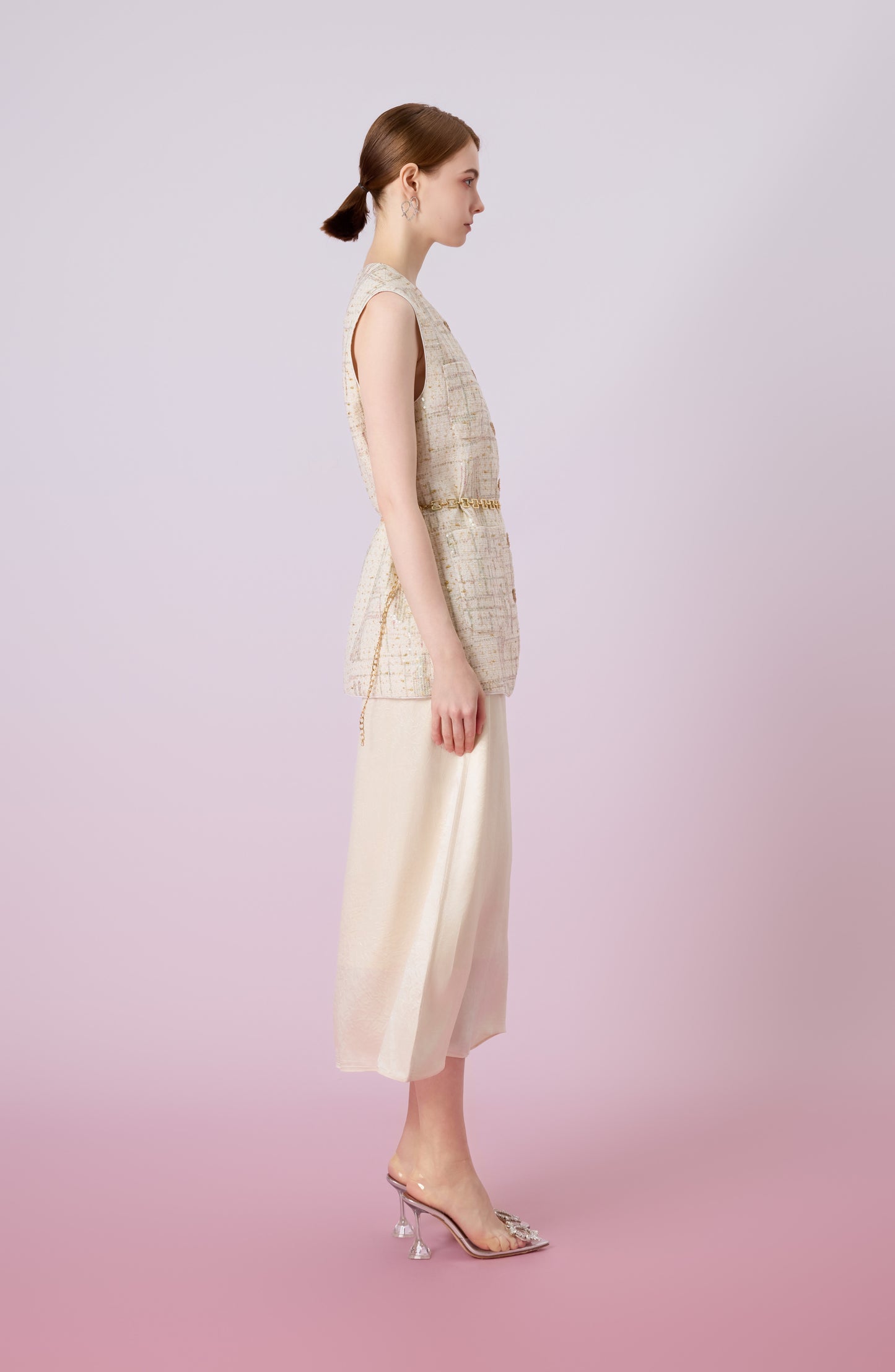 Jacklynne Cream Straight Long Skirt