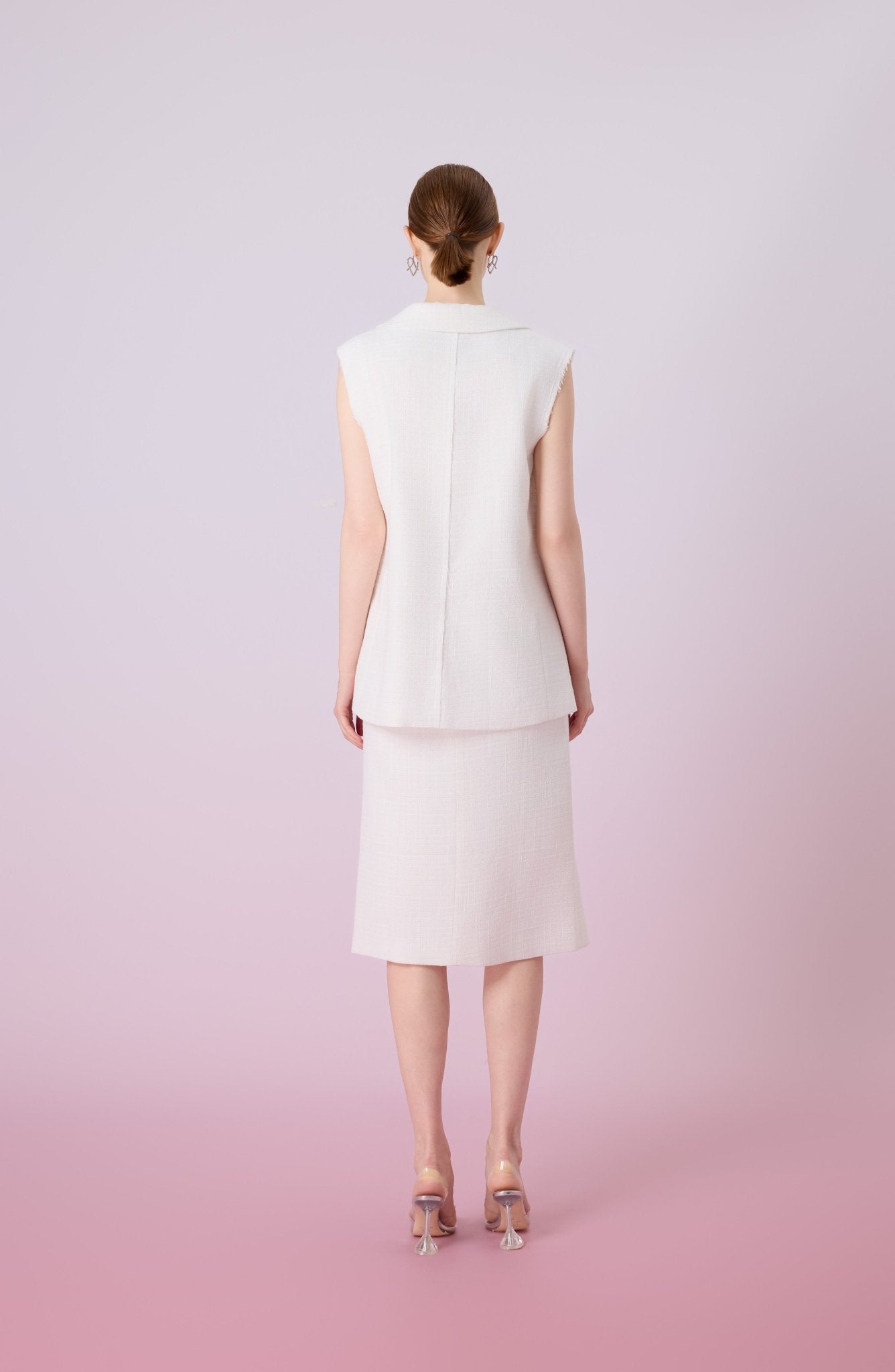 Jacqlyn White Front Slit Pencil Skirt - Nimisski
