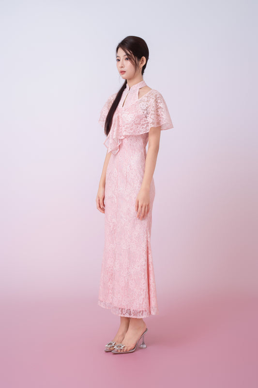 Kadence Blush Pink Floral Lace Cape