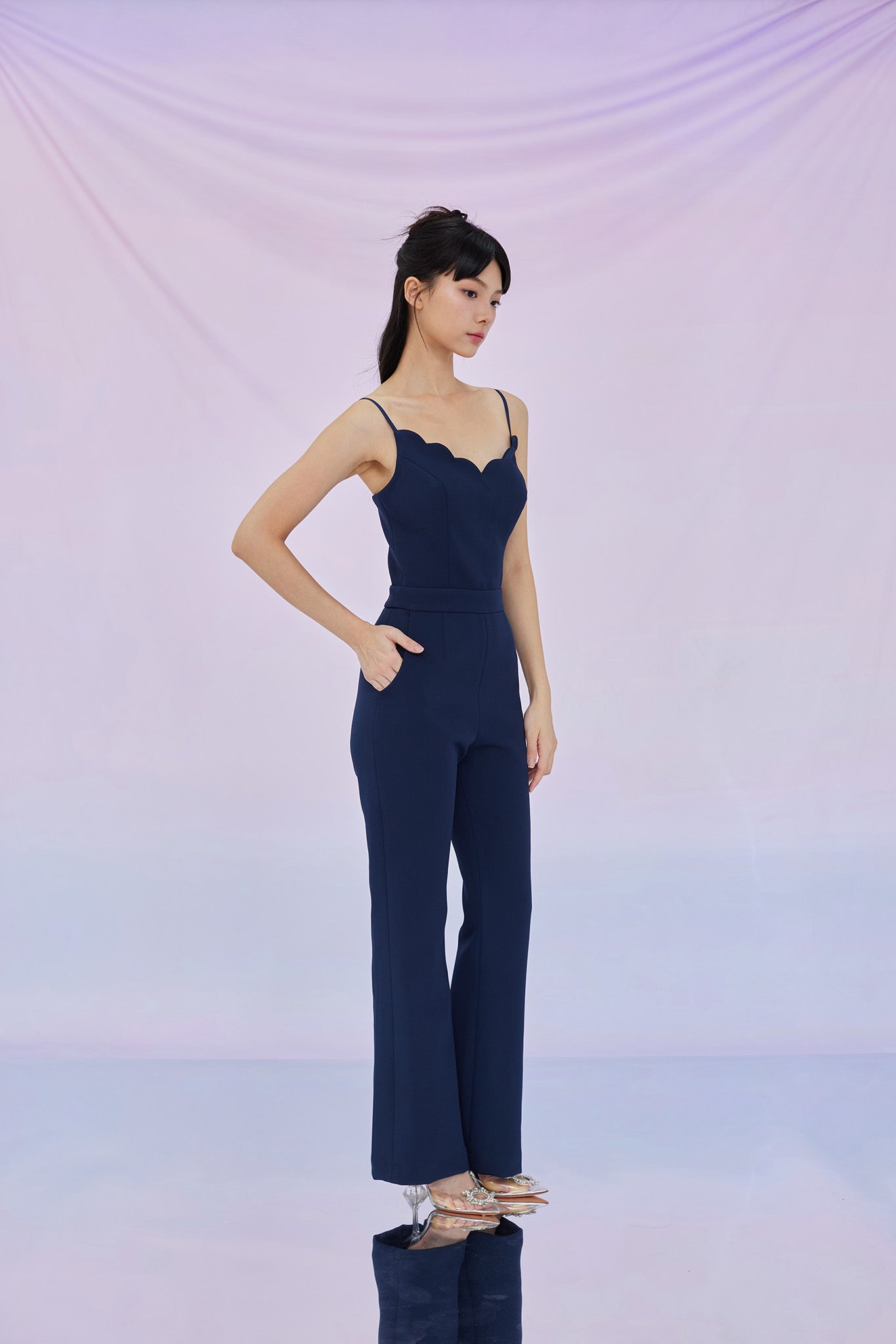 Gwenneth Navy Padded Jumpsuit