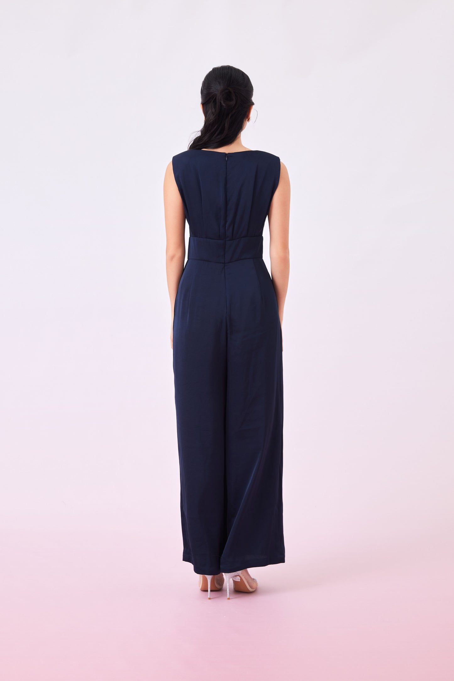 Gerda Navy Satin Jumpsuit