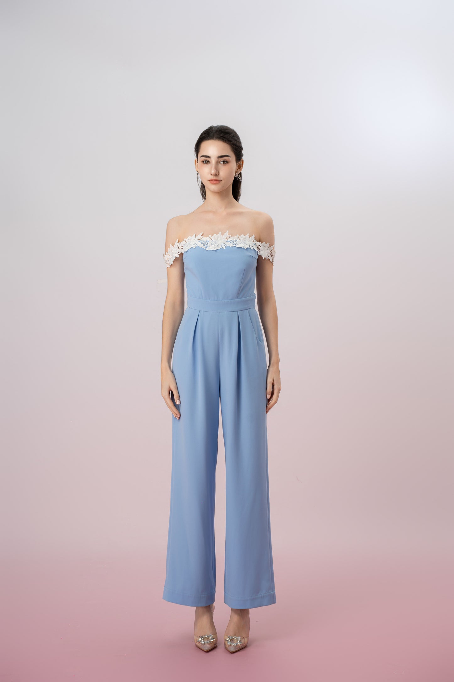 Geertruide Blue Off-Shoulder Jumpsuit