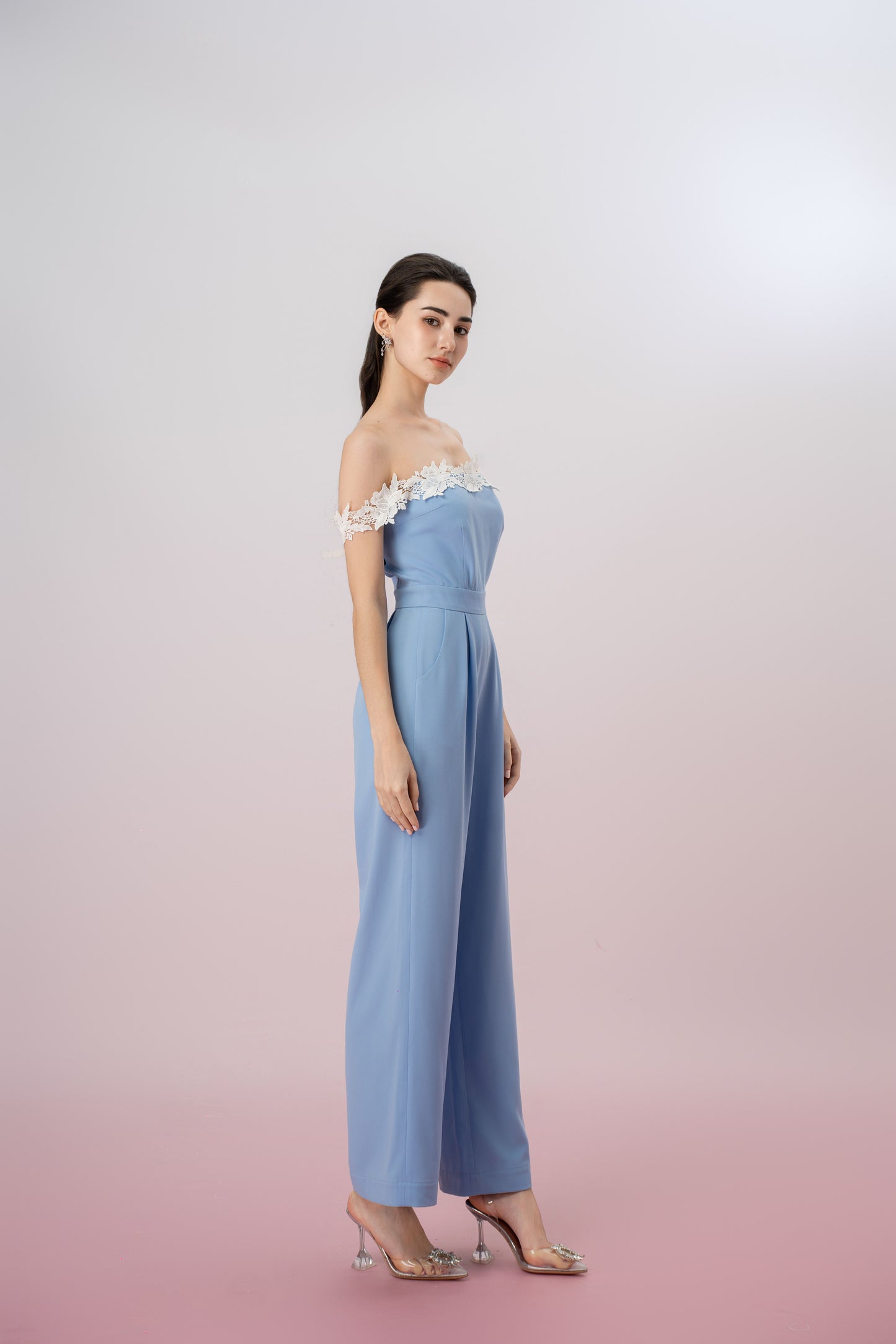 Geertruide Blue Off-Shoulder Jumpsuit