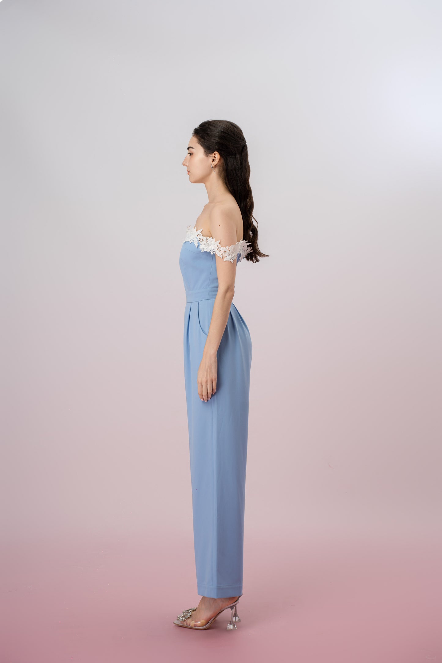 Geertruide Blue Off-Shoulder Jumpsuit