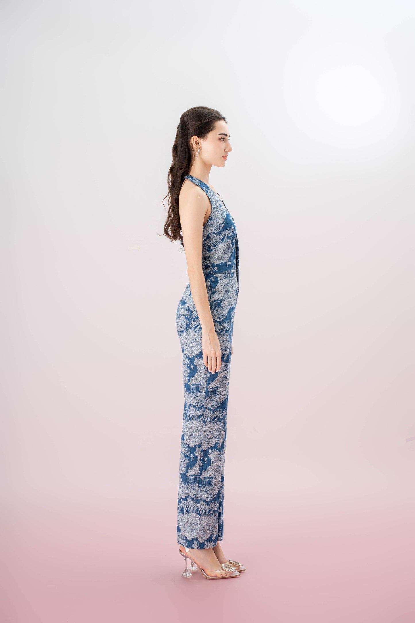 Janeva Blue Denim Halter Neck Jumpsuit