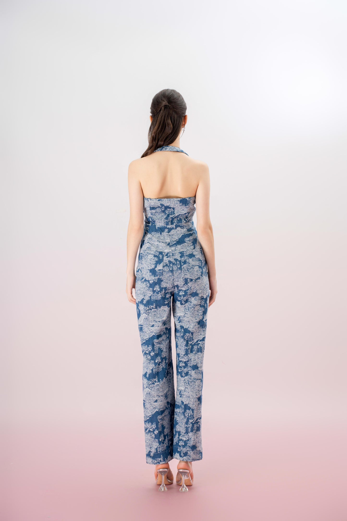 Janeva Blue Denim Halter Neck Jumpsuit