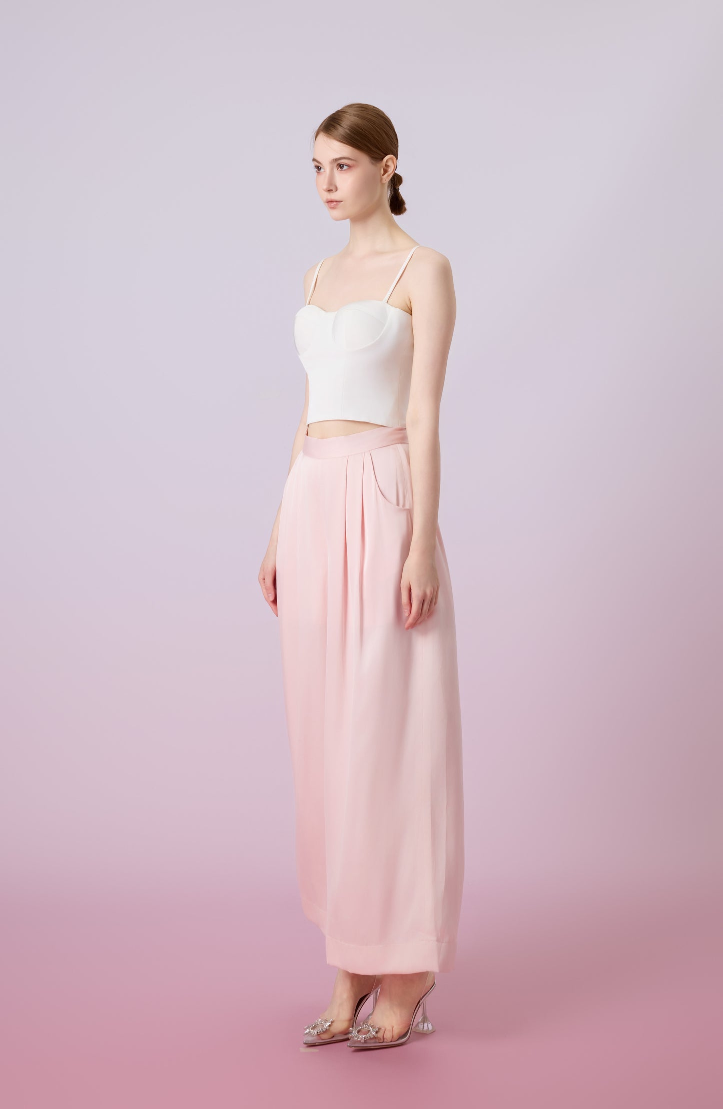 Ginelle Light Pink Sateen Wide Pants