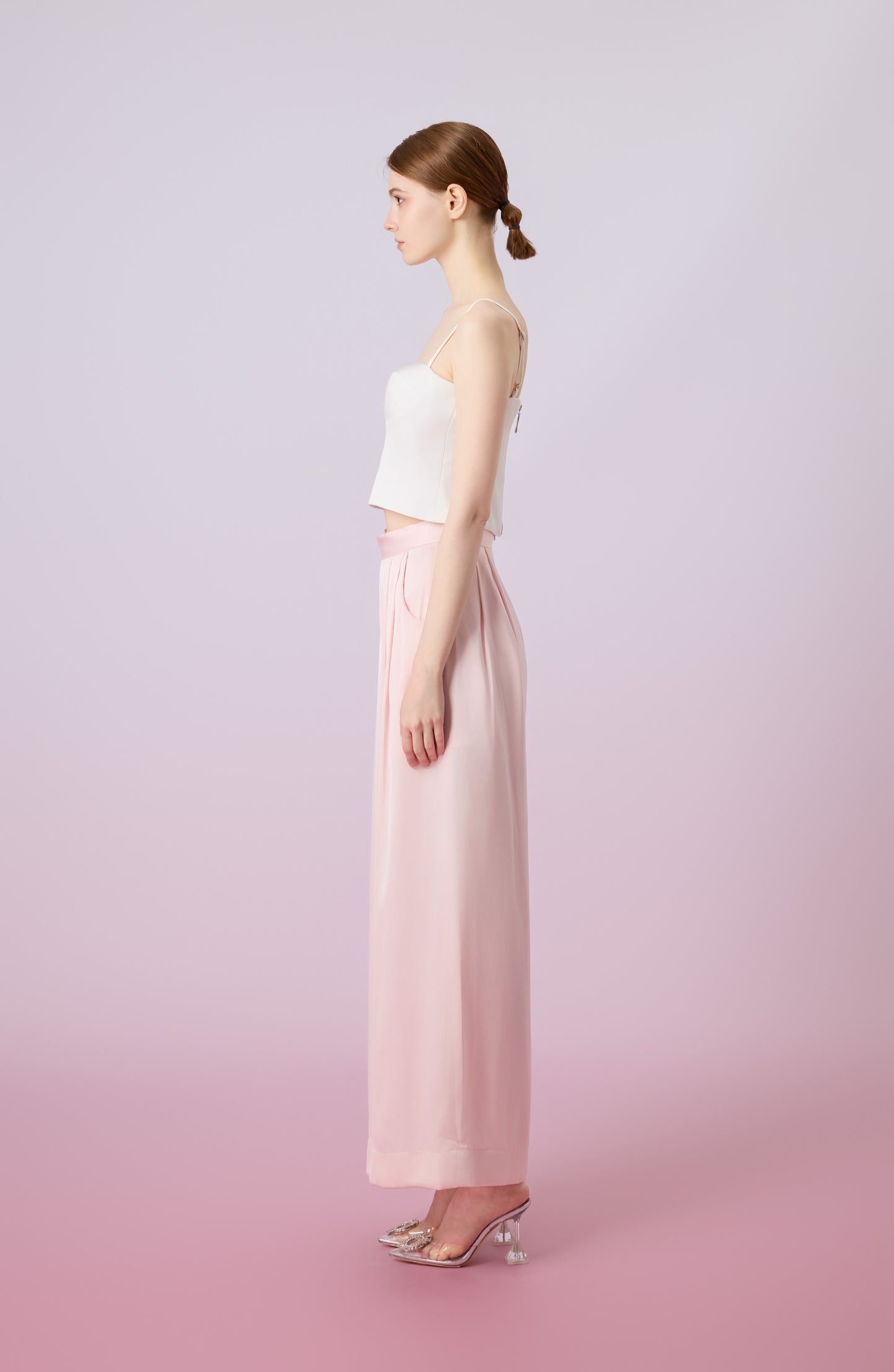 Ginelle Light Pink Sateen Wide Pants