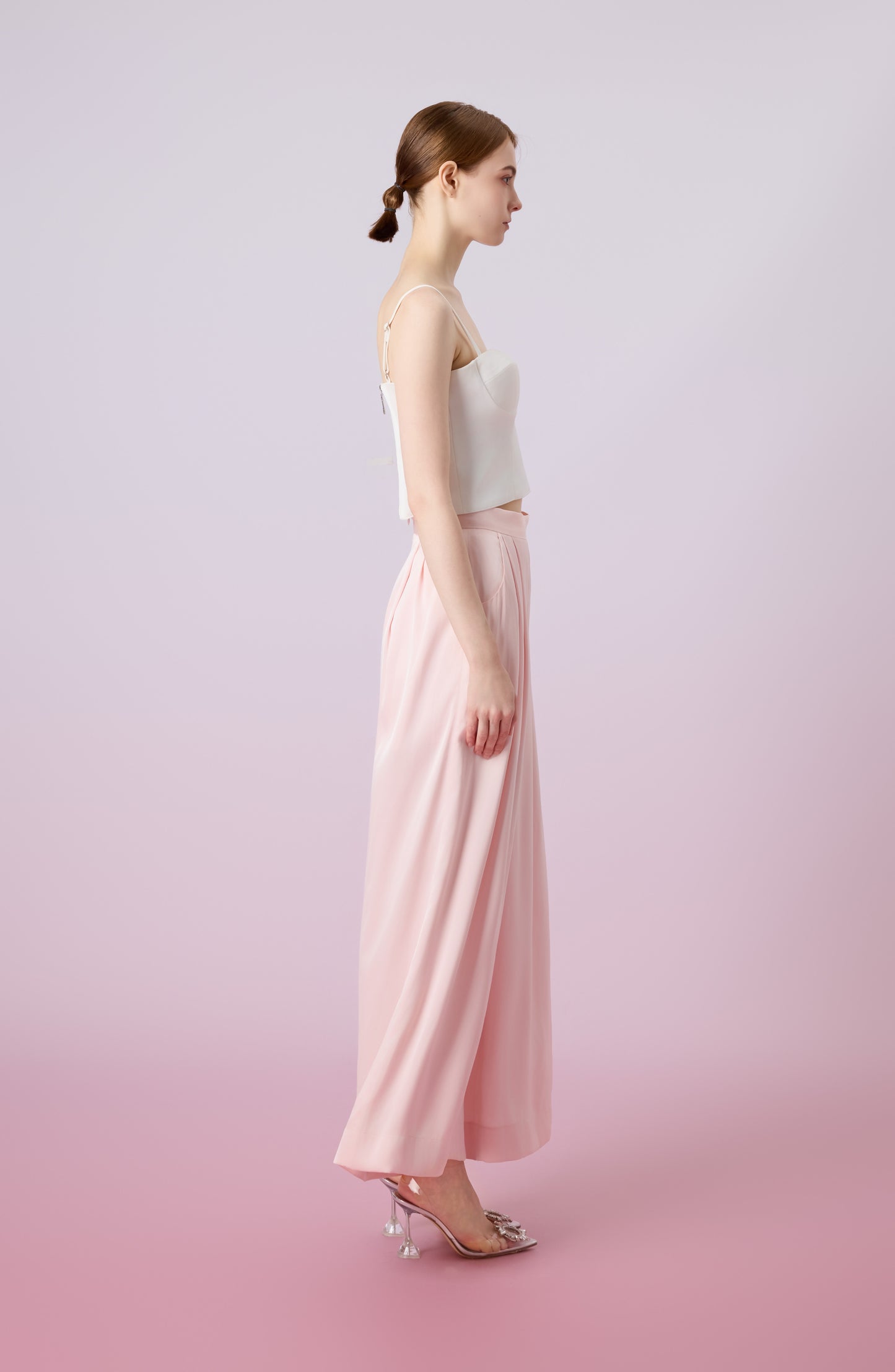 Ginelle Light Pink Sateen Wide Pants